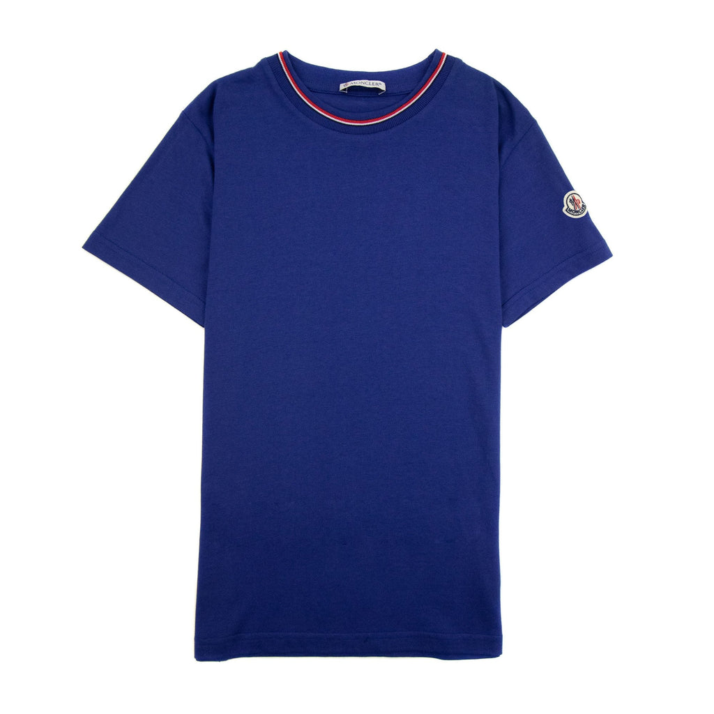 Moncler Junior Maglia Embriodered Arm Logo T Shirt Royal Blue
