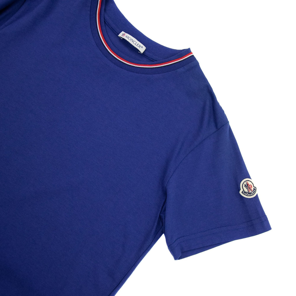 Moncler Junior Maglia Embriodered Arm Logo T Shirt Royal Blue