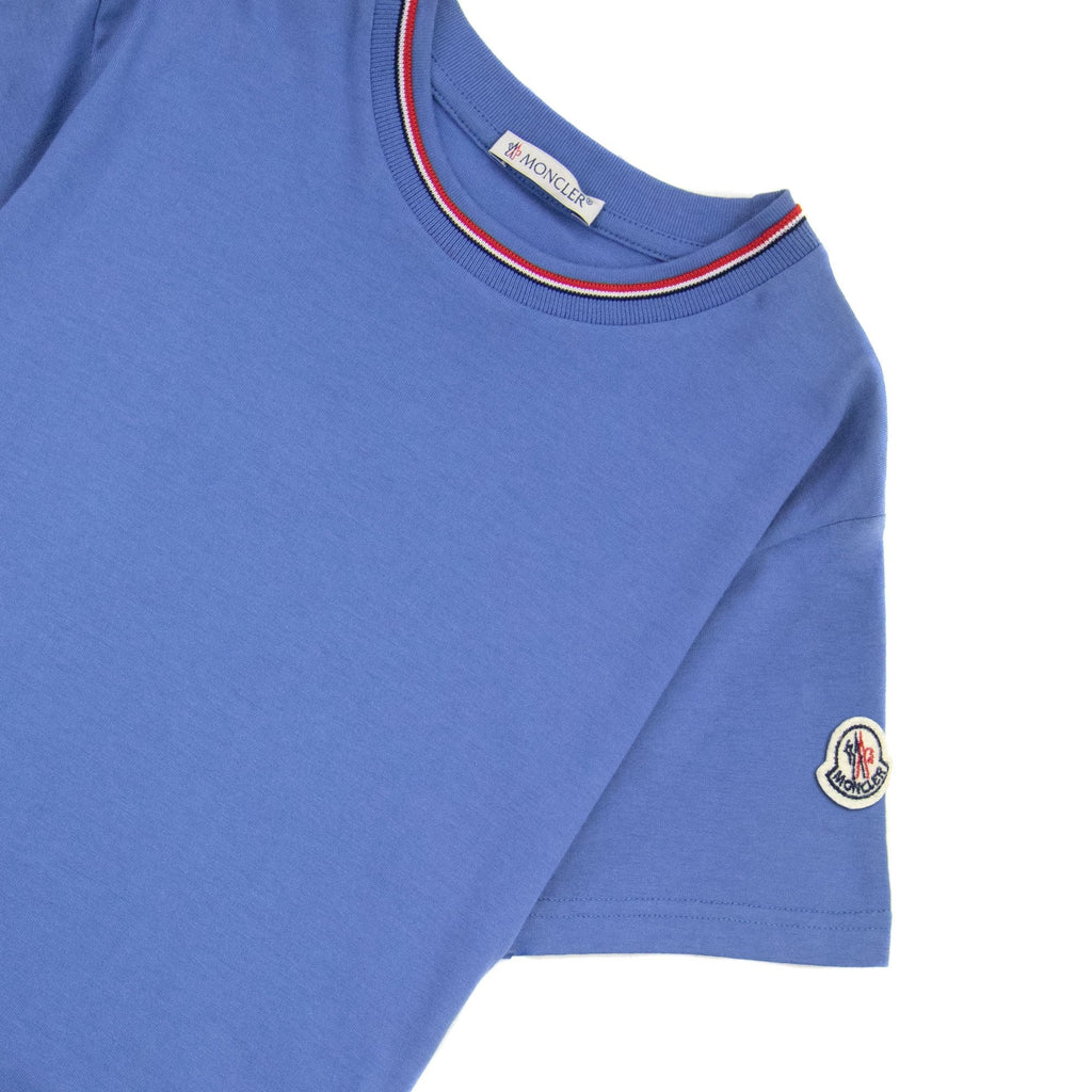 Moncler Junior Maglia Embroidered Arm Logo T Shirt Blue 706