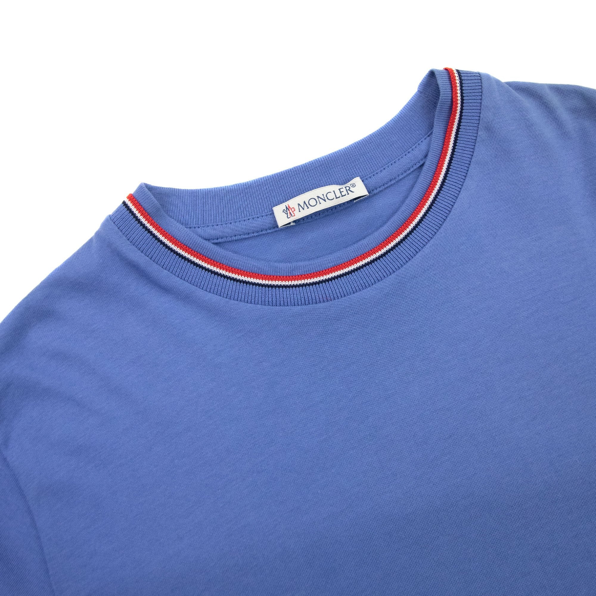 Moncler Junior Maglia Embroidered Arm Logo T Shirt Blue 706
