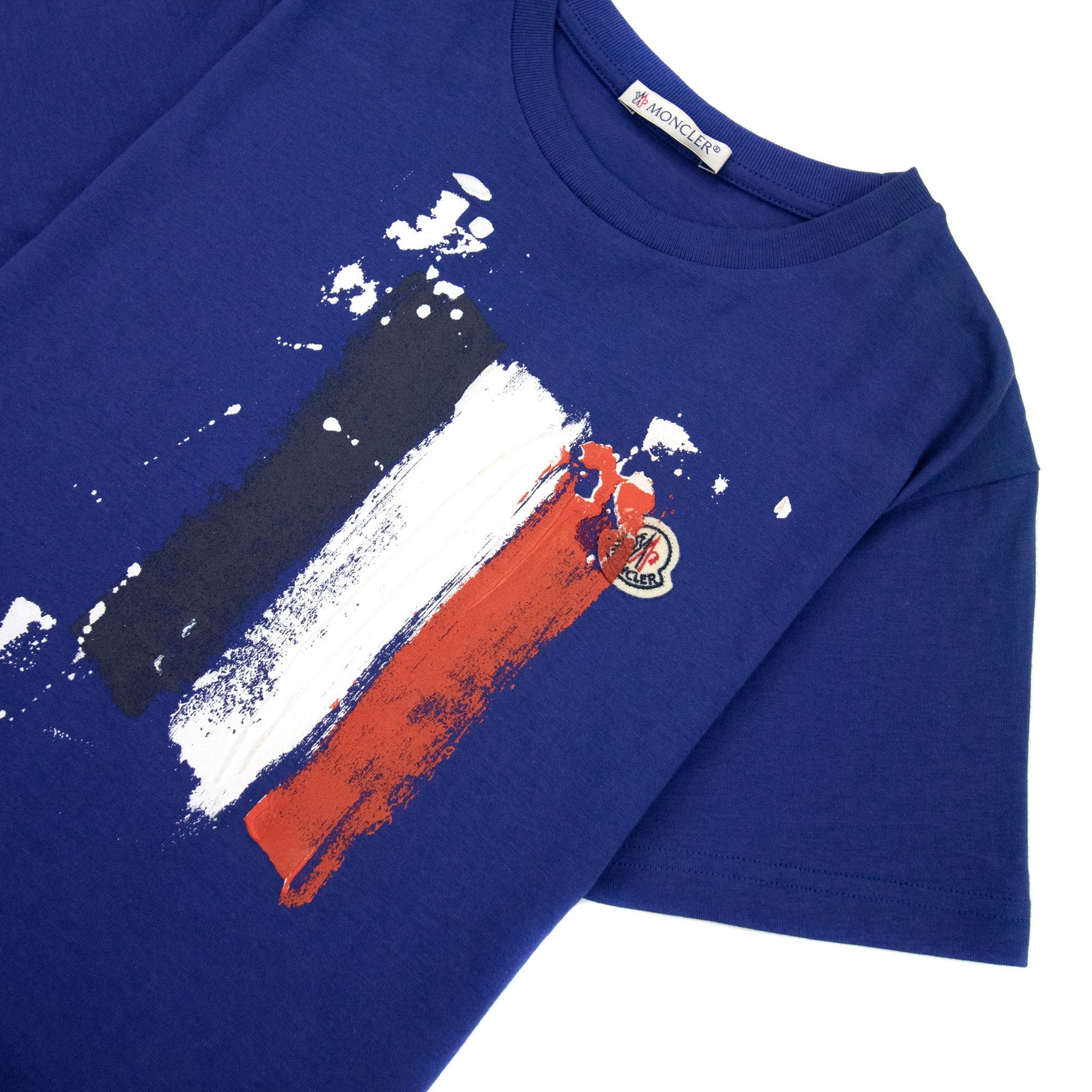 Moncler Junior Hand Painted Logo T Shirt Royal Blue