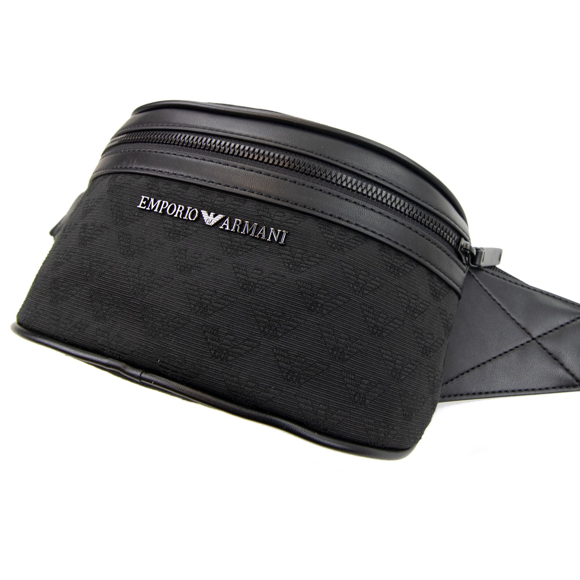 Emporio Armani All Over Eagle Jacquard Nylon Belt Black/black/black