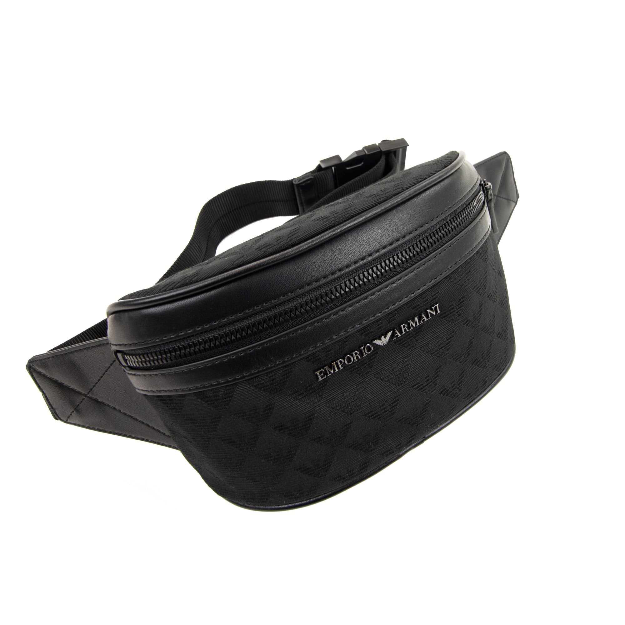 Emporio Armani All Over Eagle Jacquard Nylon Belt Black/black/black