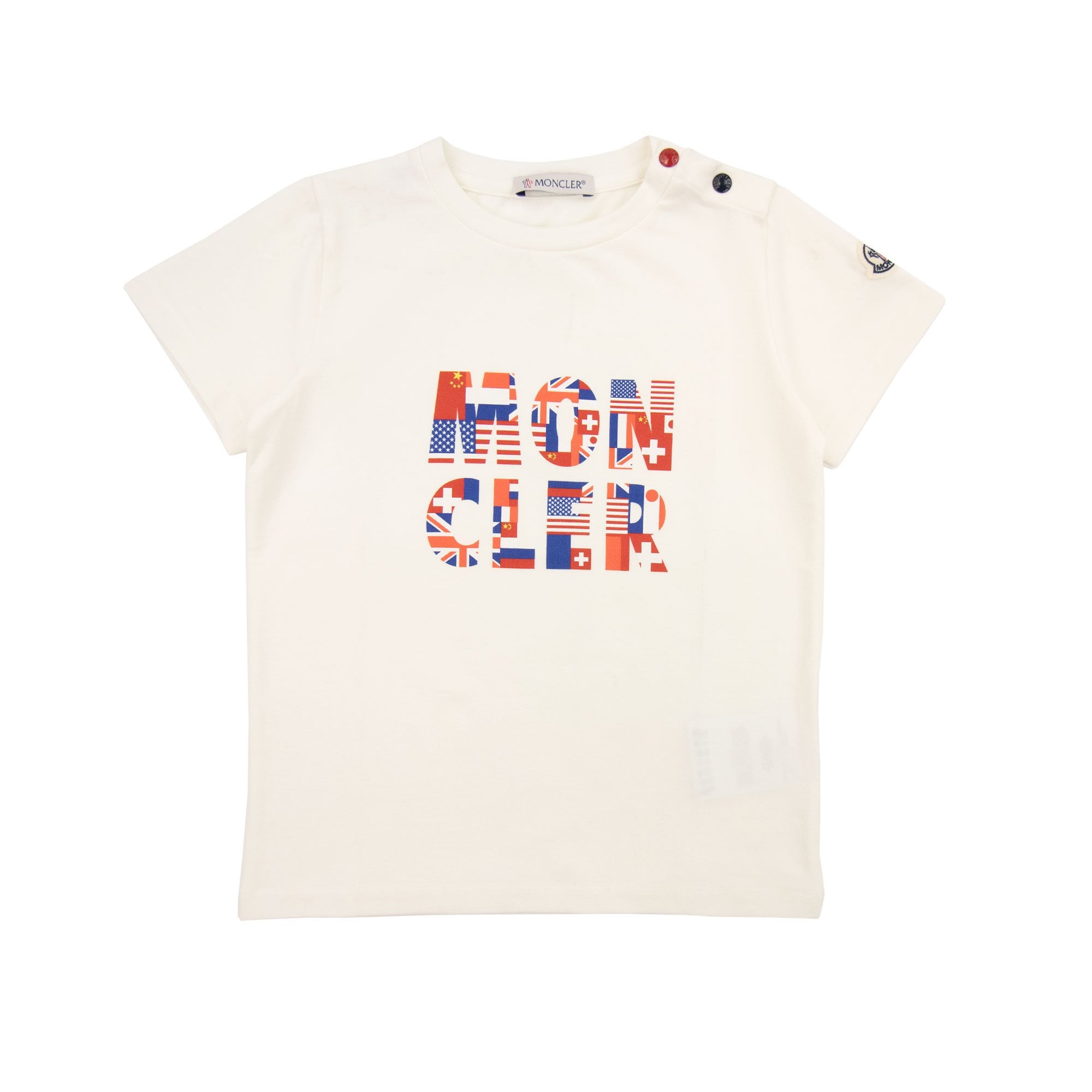 Moncler Junior Shoulder Button T-shirt White