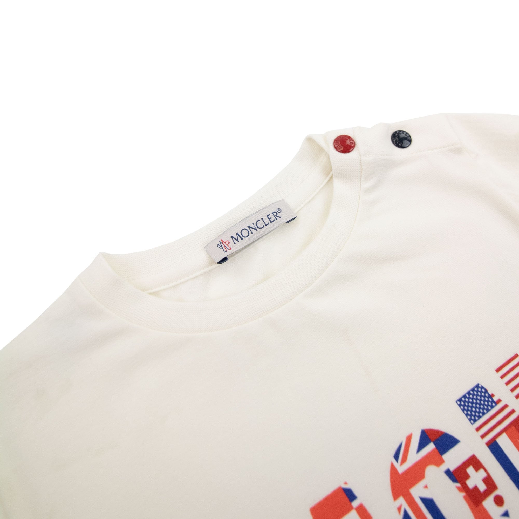 Moncler Junior Shoulder Button T-shirt White