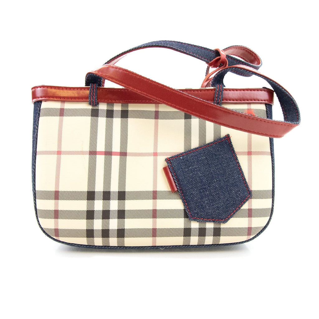 Burberry Woman Check Denim Bag Beige