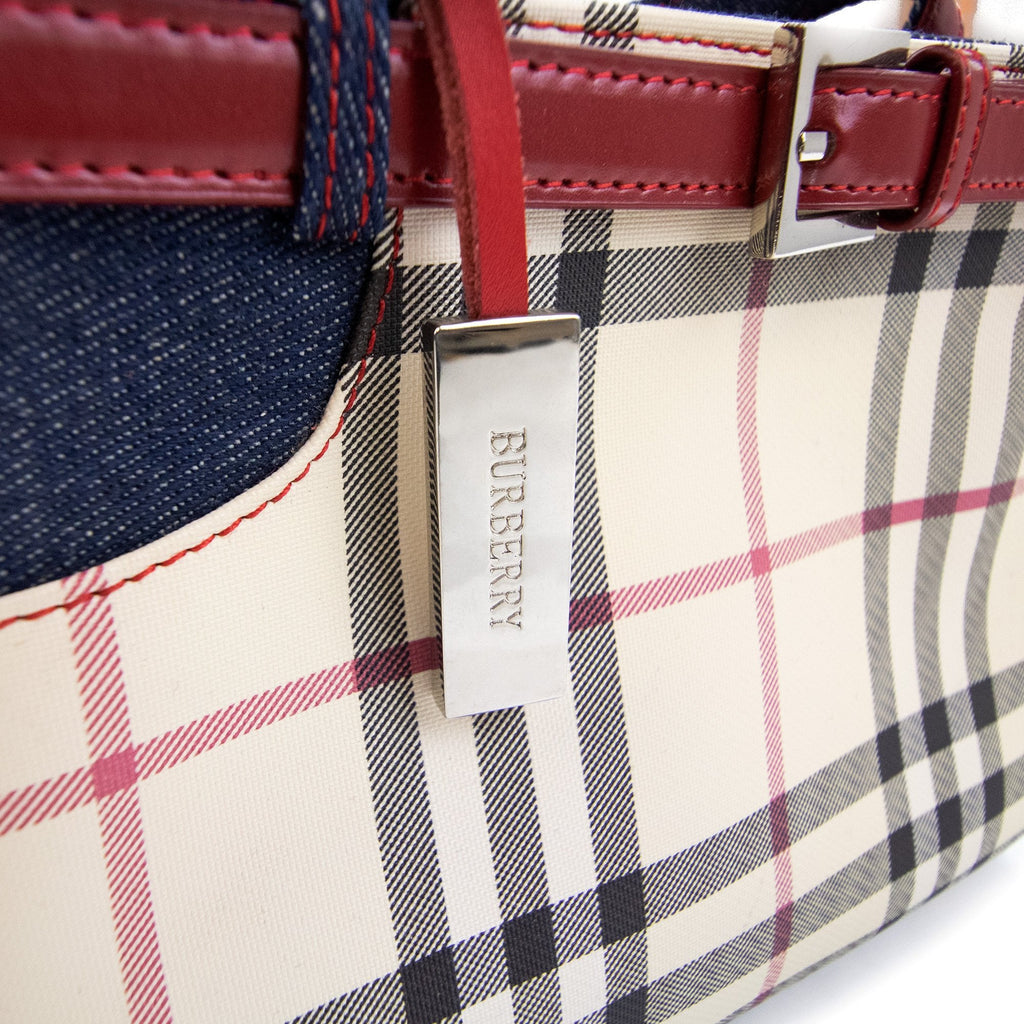 Burberry Woman Check Denim Bag Beige
