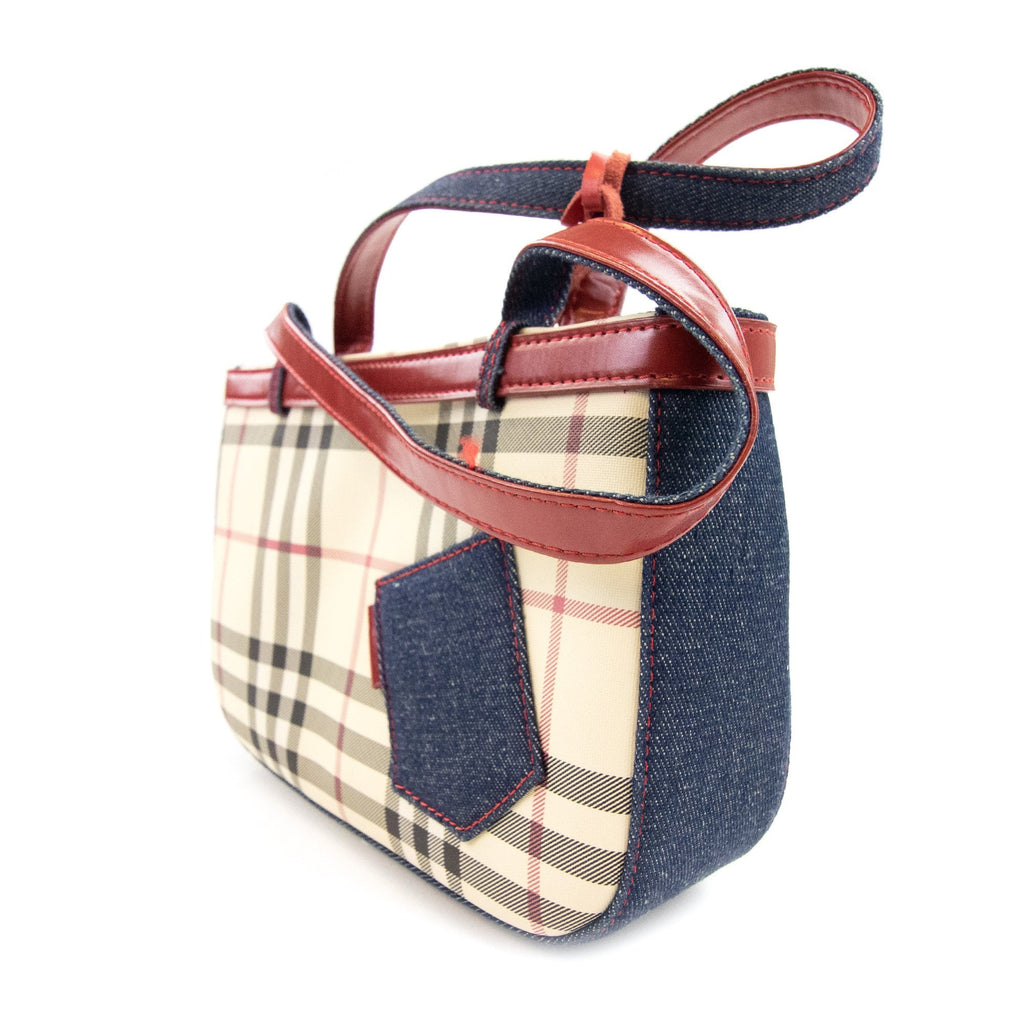 Burberry Woman Check Denim Bag Beige