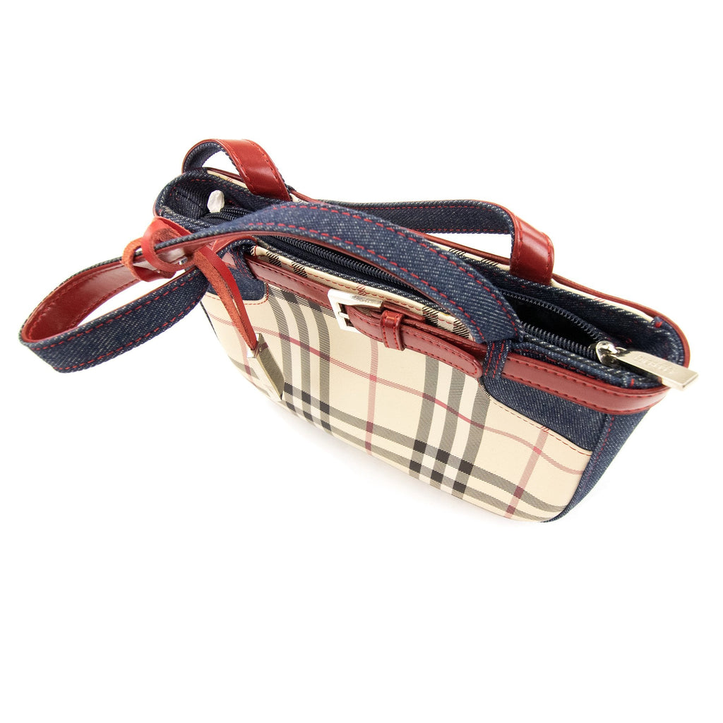 Burberry Woman Check Denim Bag Beige