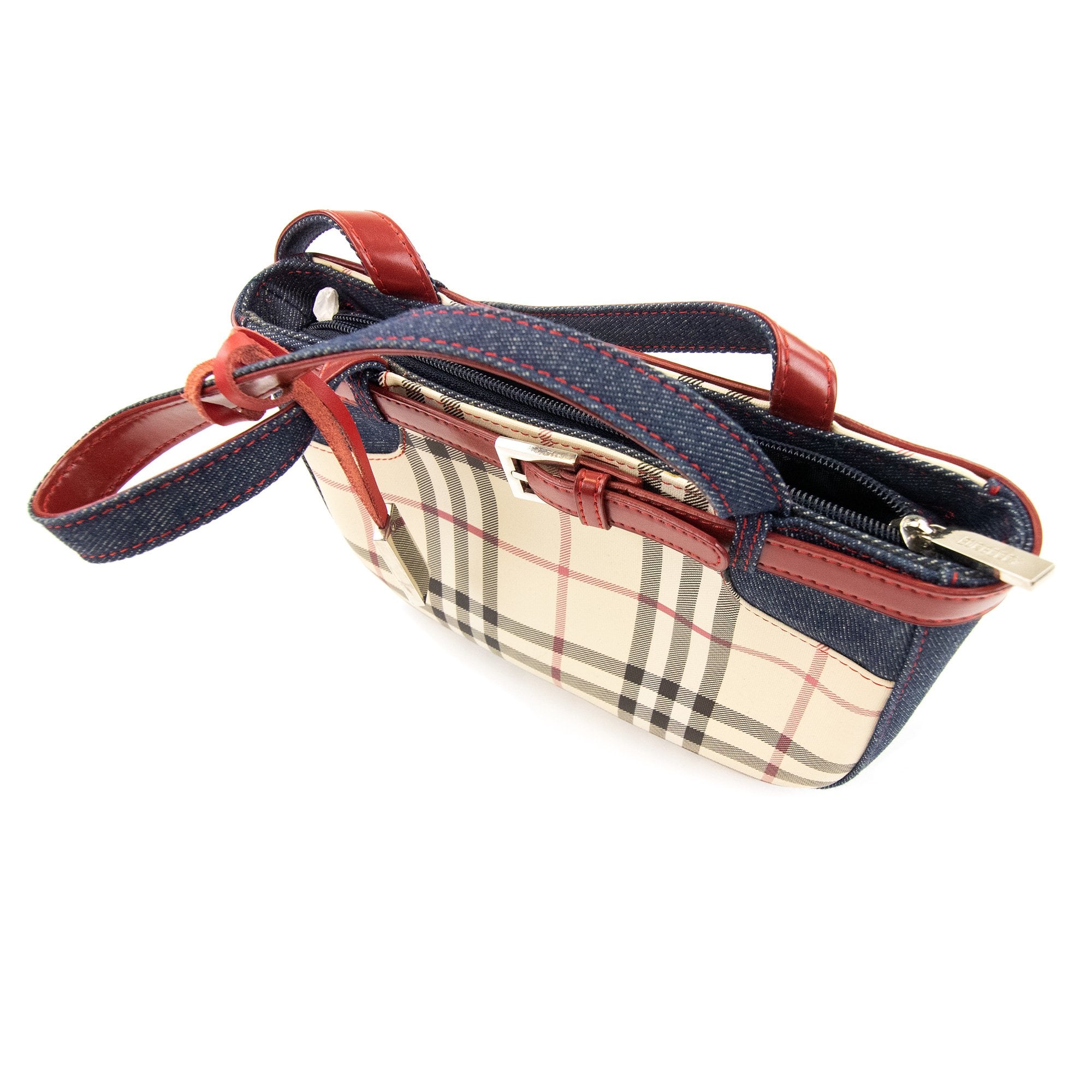 Burberry Woman Check Denim Bag Beige