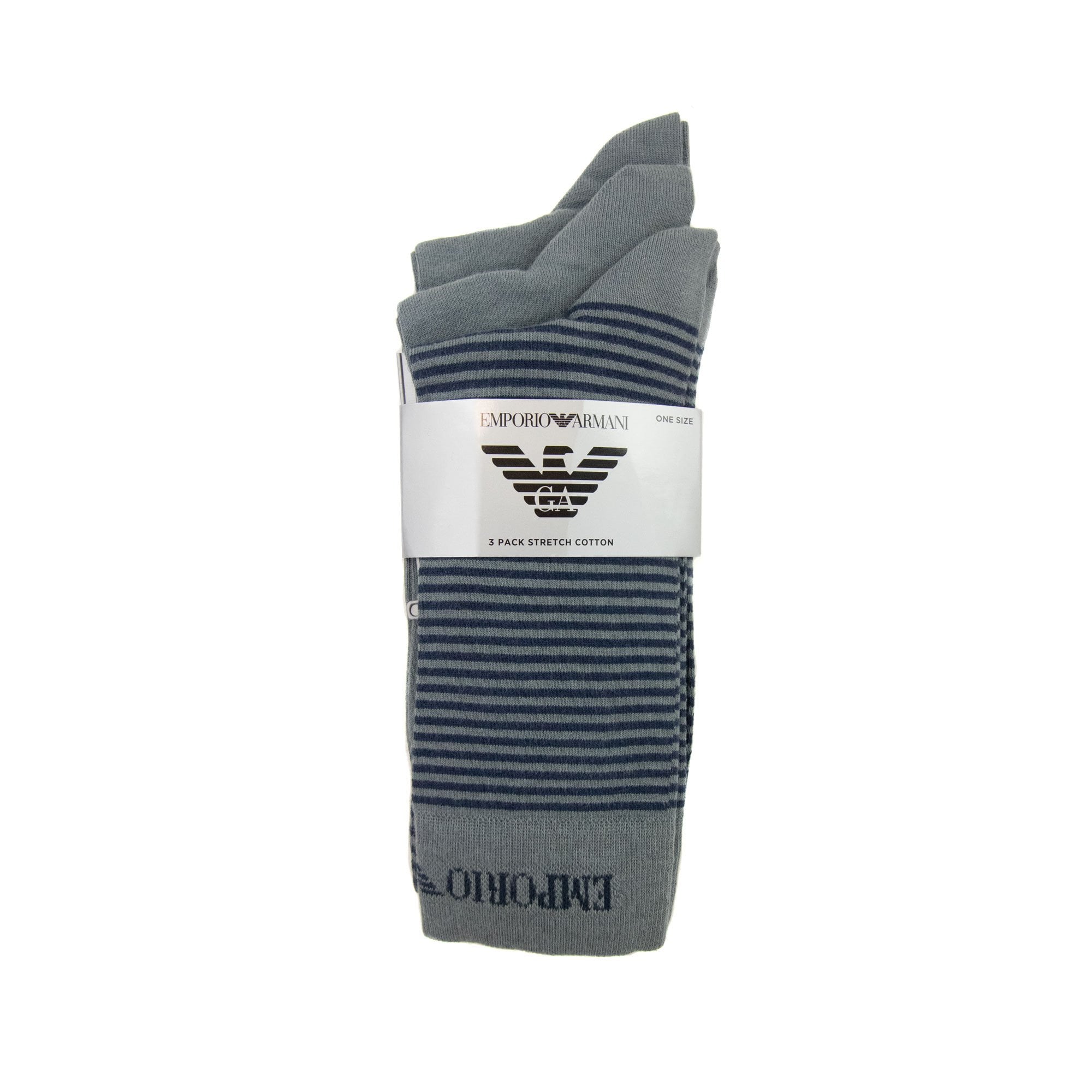 Emporio Armani 3 Pack Cotton Socks Grey