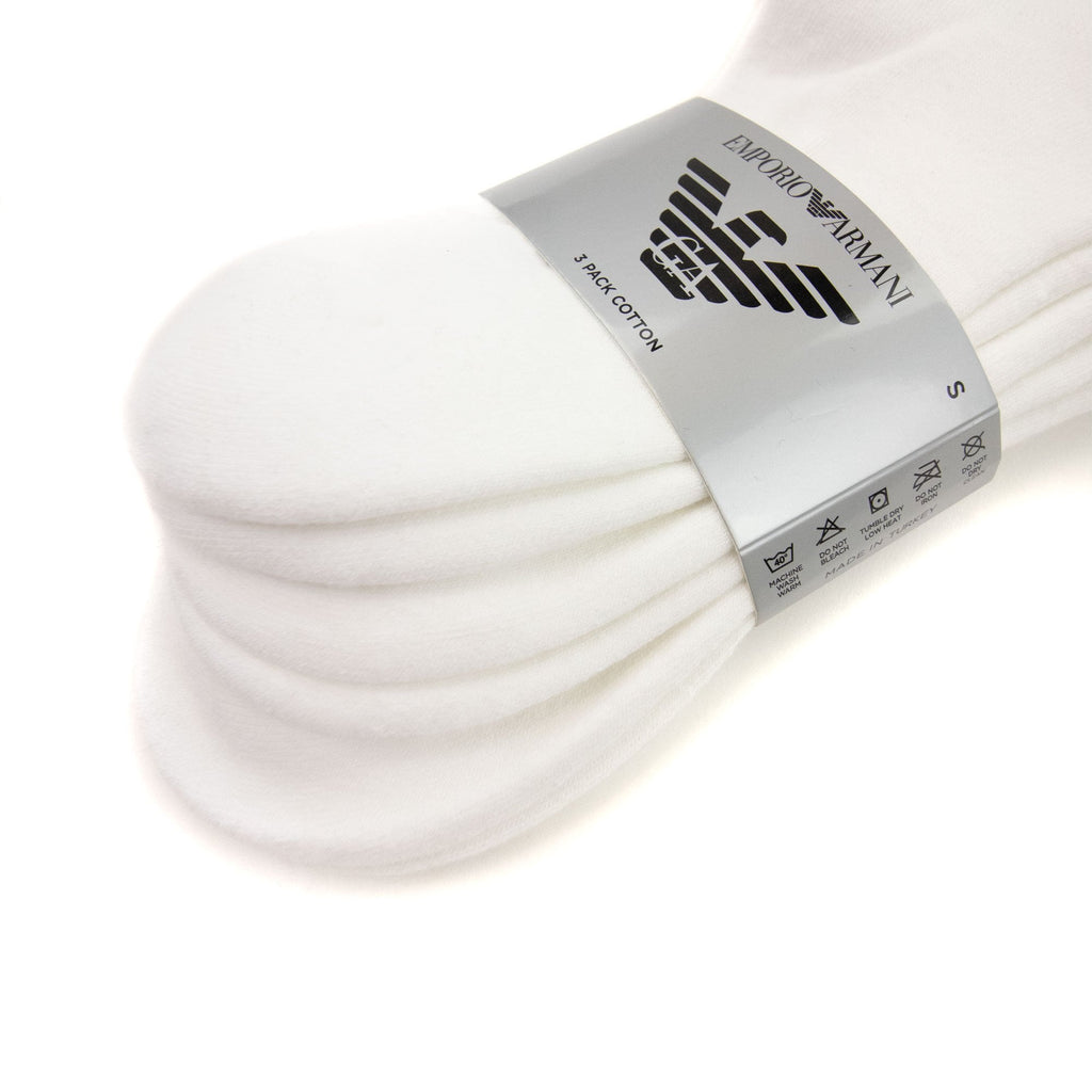 Emporio Armani Intimates Eagle Logo Trainer Socks White