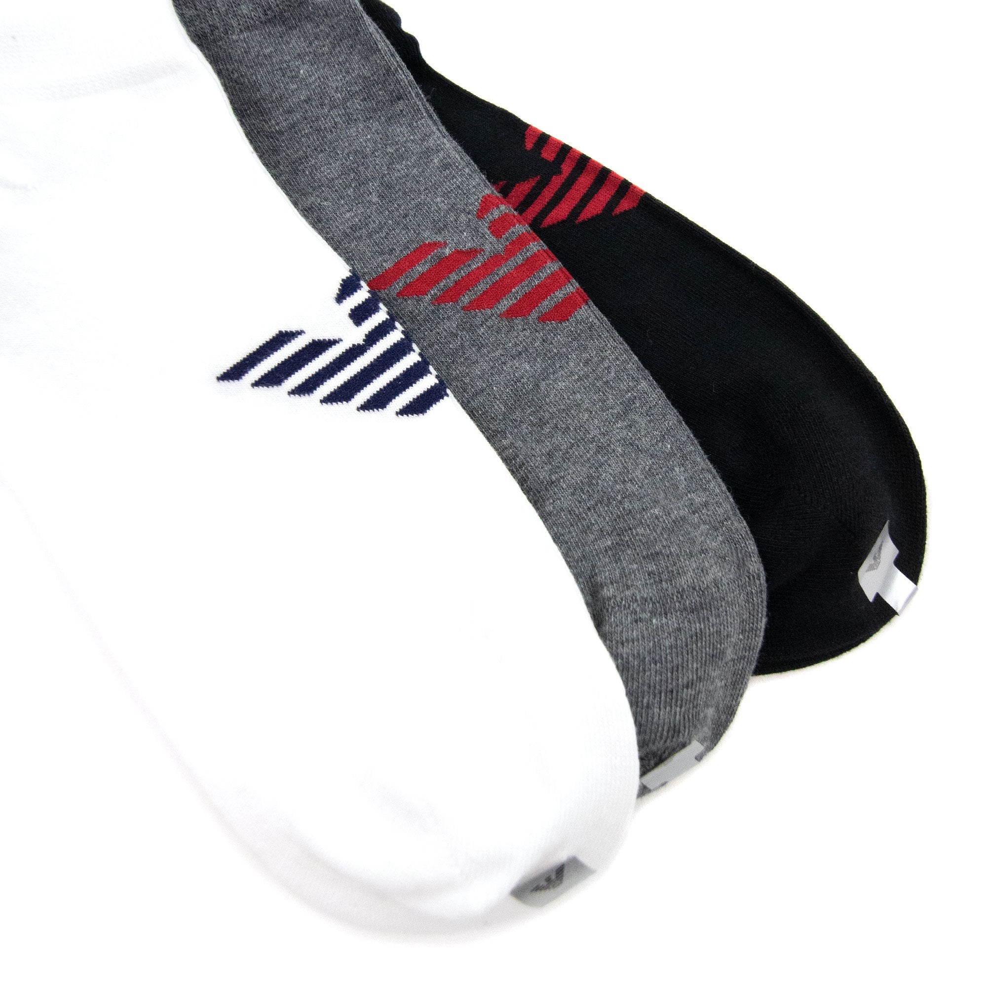Emporio Armani 3 Pack Trainer Socks Black White Grey