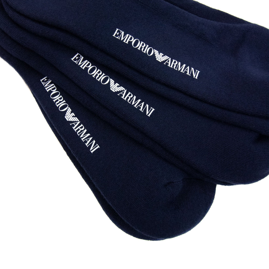 Emporio Armani Intimates Eagle Logo Trainer Socks Navy