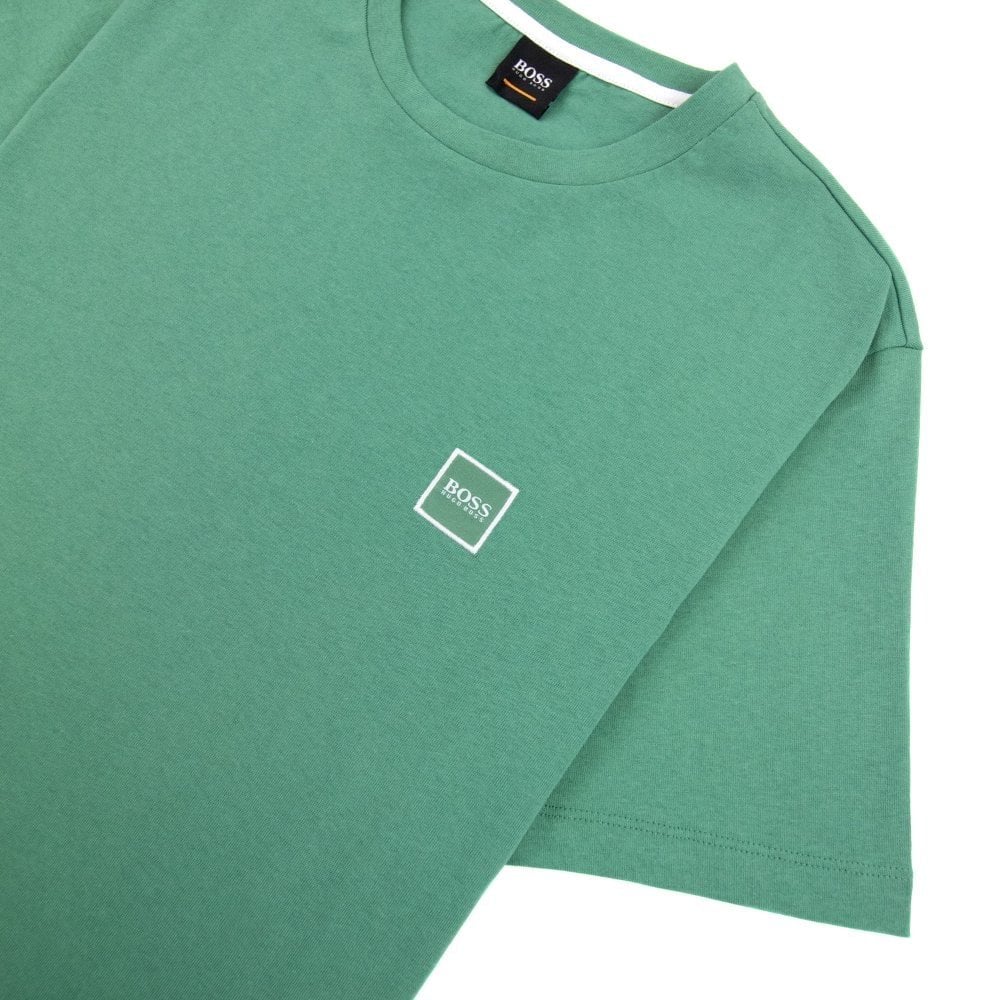 Hugo Boss Crew-neck T-shirt In Single-jersey Cotton Green