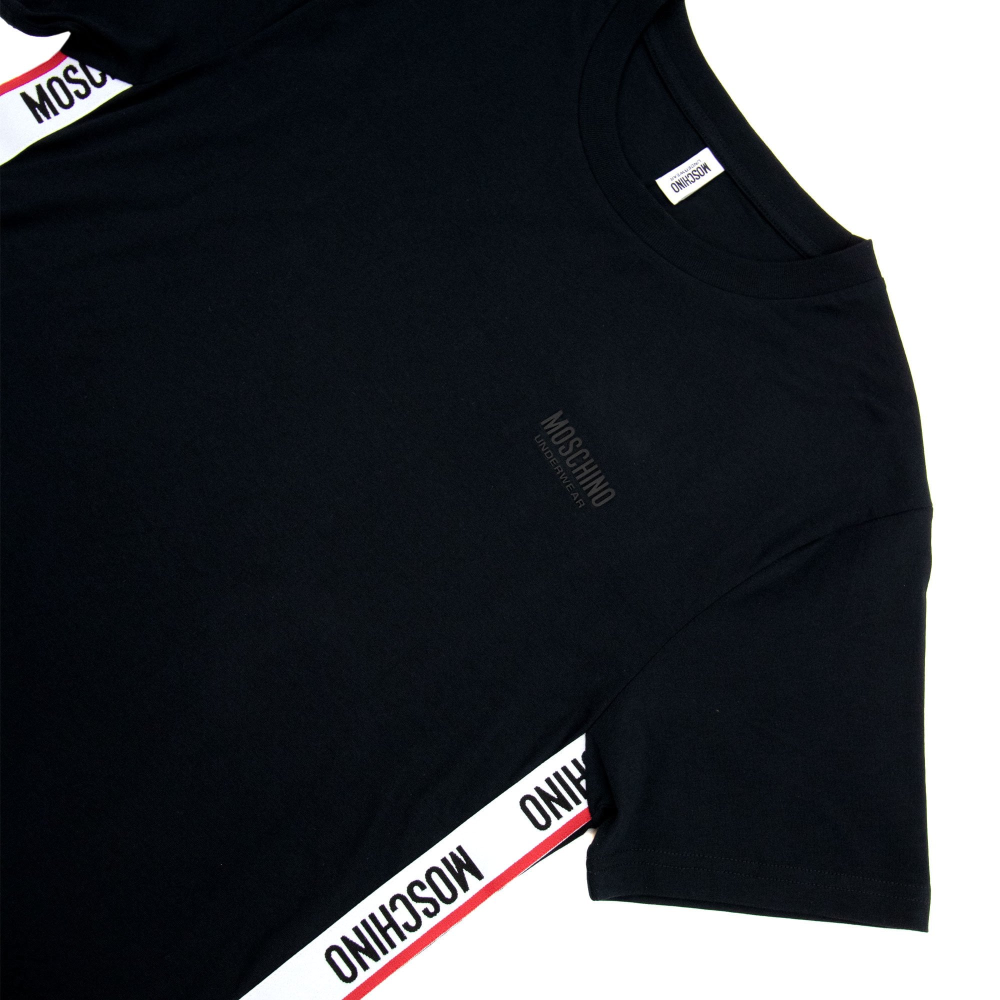 Moschino Underwear Chest Logo Tape T Shirt Black 0555