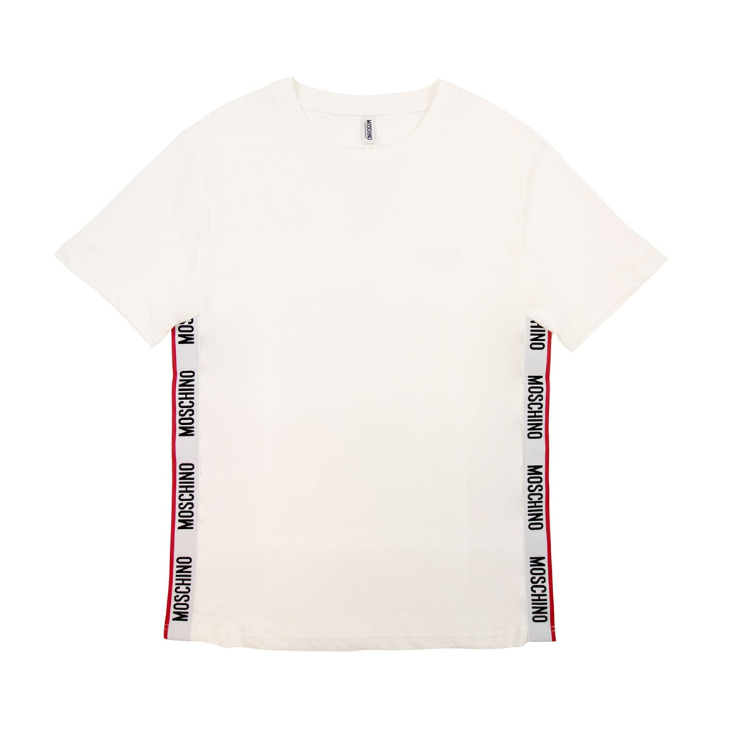 Moschino Underwear Chest Logo Tape T Shirt White 0001