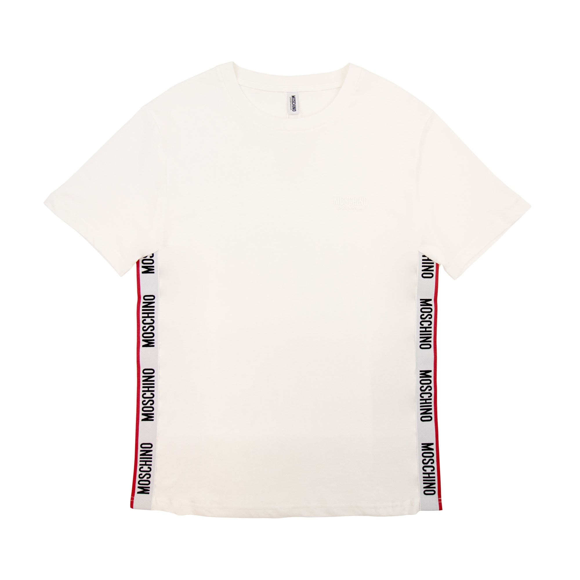 Moschino Underwear Chest Logo Tape T Shirt White 0001