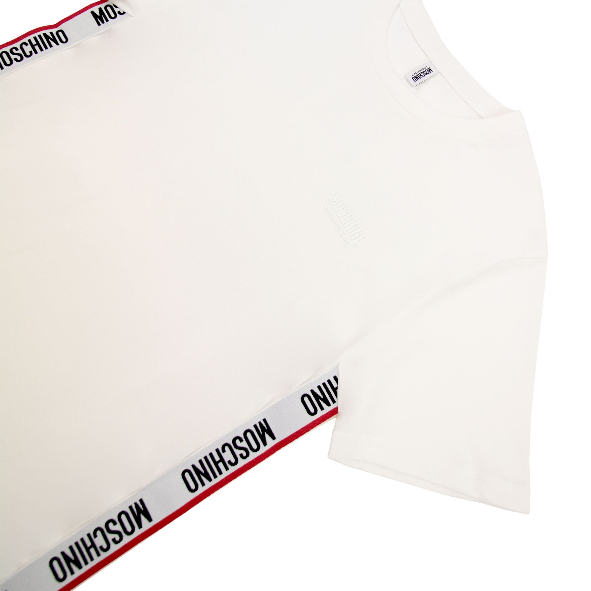 Moschino Underwear Chest Logo Tape T Shirt White 0001