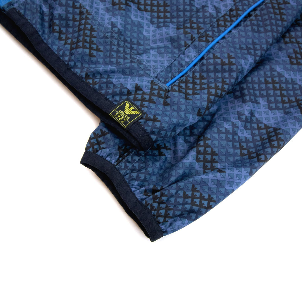Armani Junior Blouson Nylon Hoodied Jacket Navy Blue