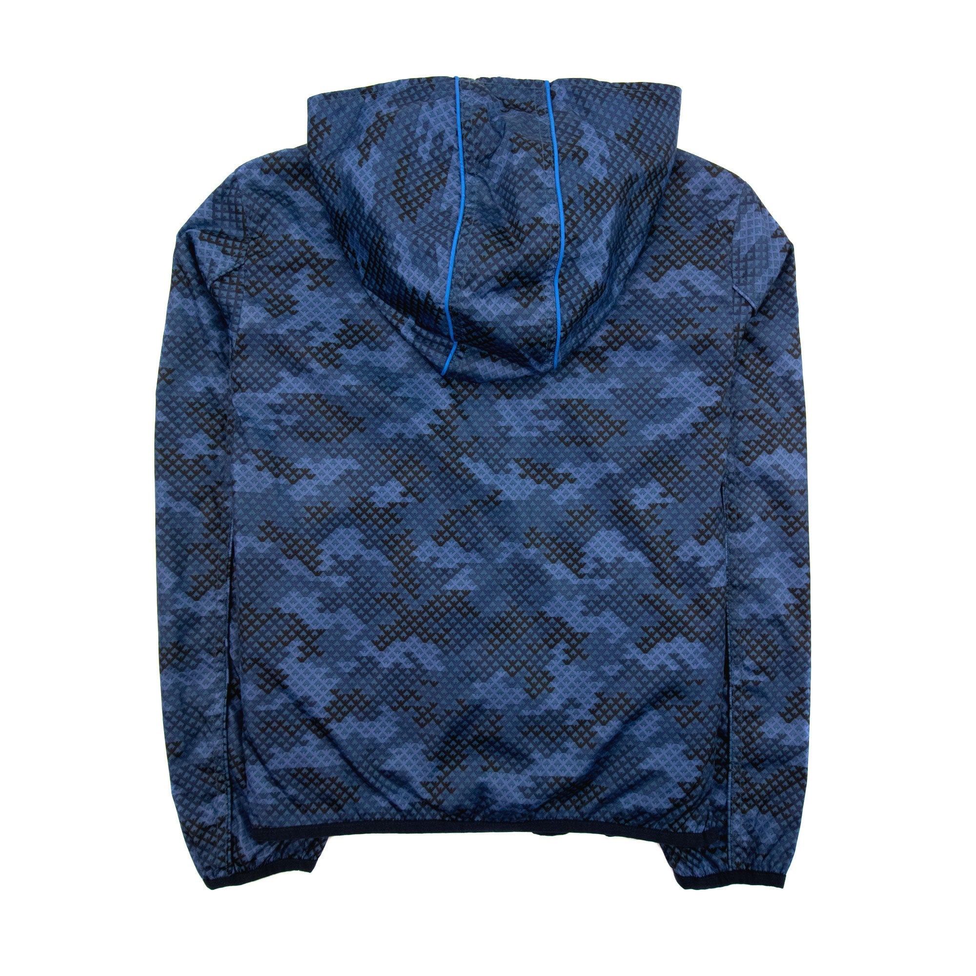 Armani Junior Blouson Nylon Hoodied Jacket Navy Blue