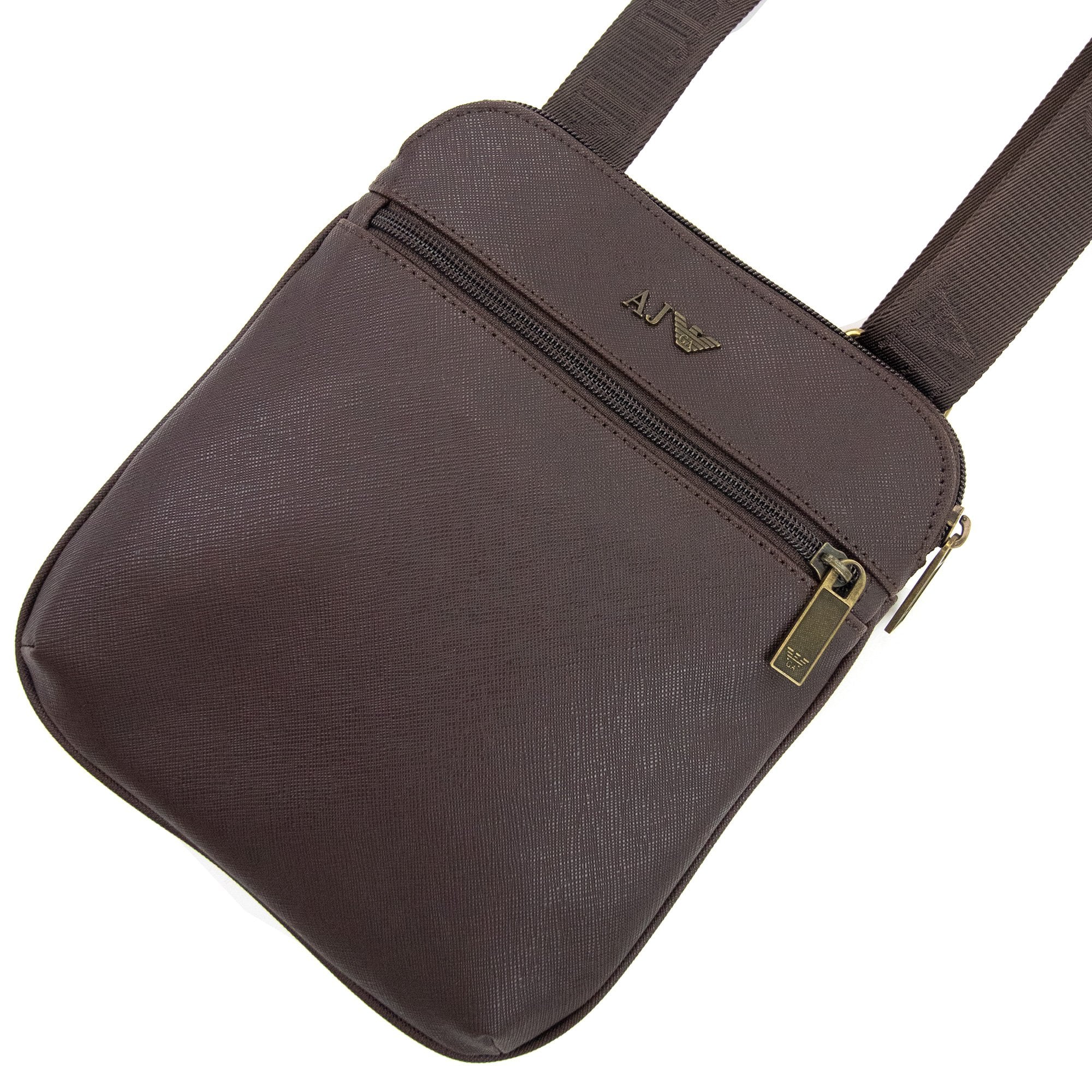 Armani Jeans Aj Metal Logo Messenger Bag Brown