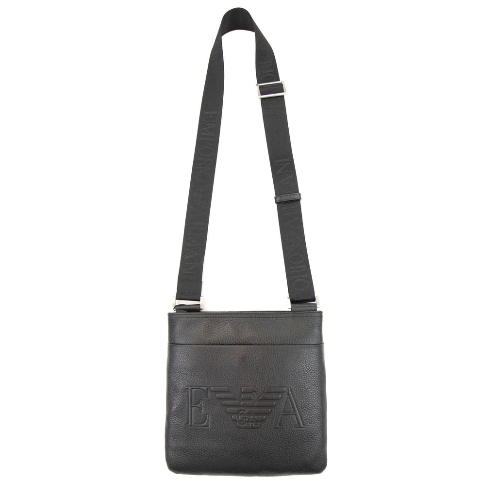 Emporio Armani Ea Stamp Logo Leather Bag Black