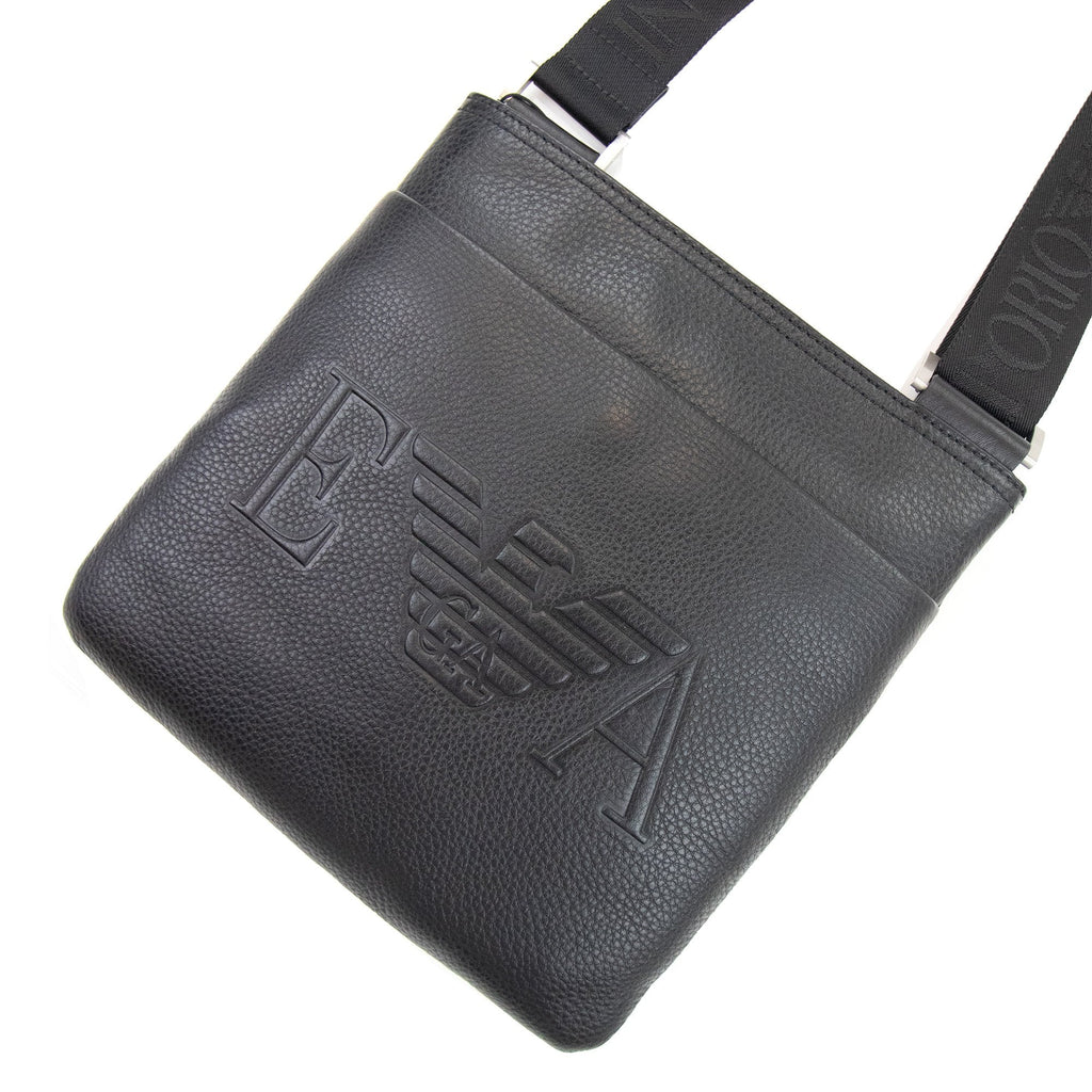 Emporio Armani Ea Stamp Logo Leather Bag Black