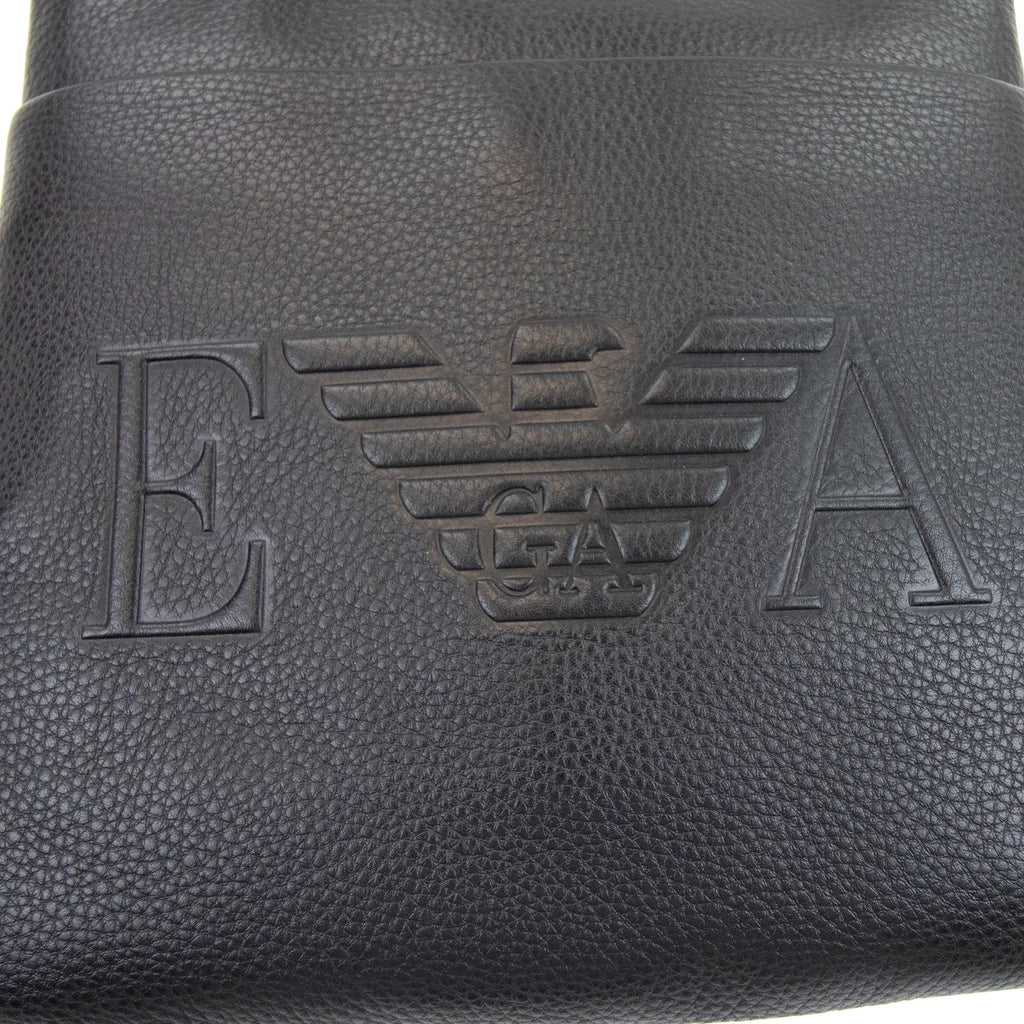Emporio Armani Ea Stamp Logo Leather Bag Black
