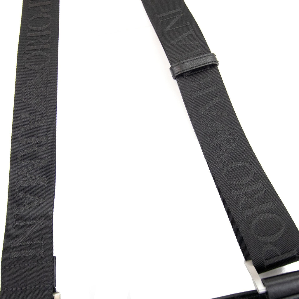 Emporio Armani Ea Stamp Logo Leather Bag Black
