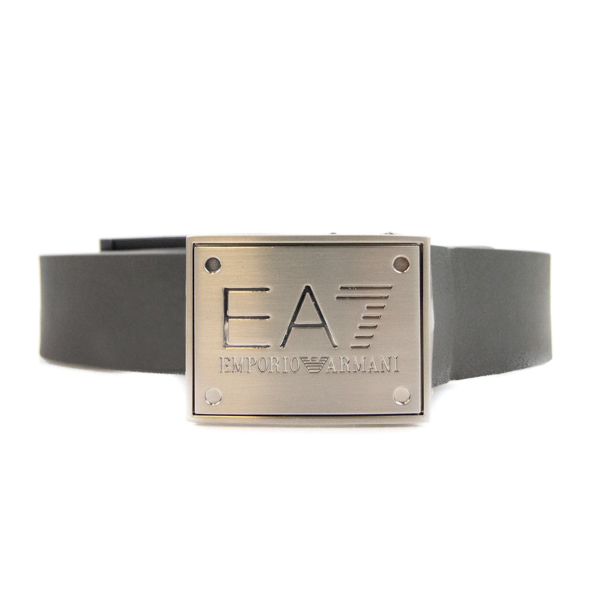 Ea7 Reversible Brushed Leather Belt Anthracite/white