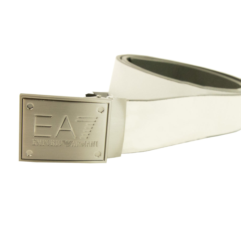 Ea7 Reversible Brushed Leather Belt Anthracite/white