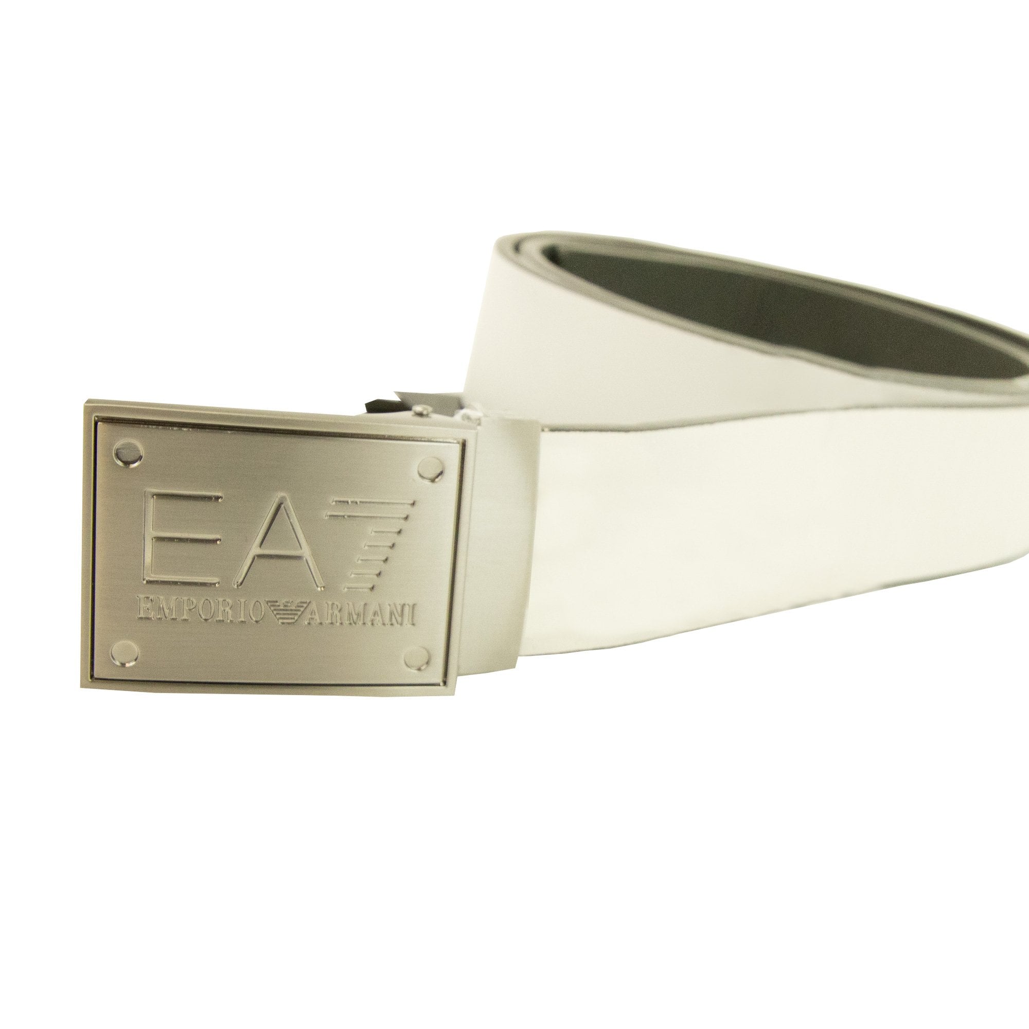 Ea7 Reversible Brushed Leather Belt Anthracite/white