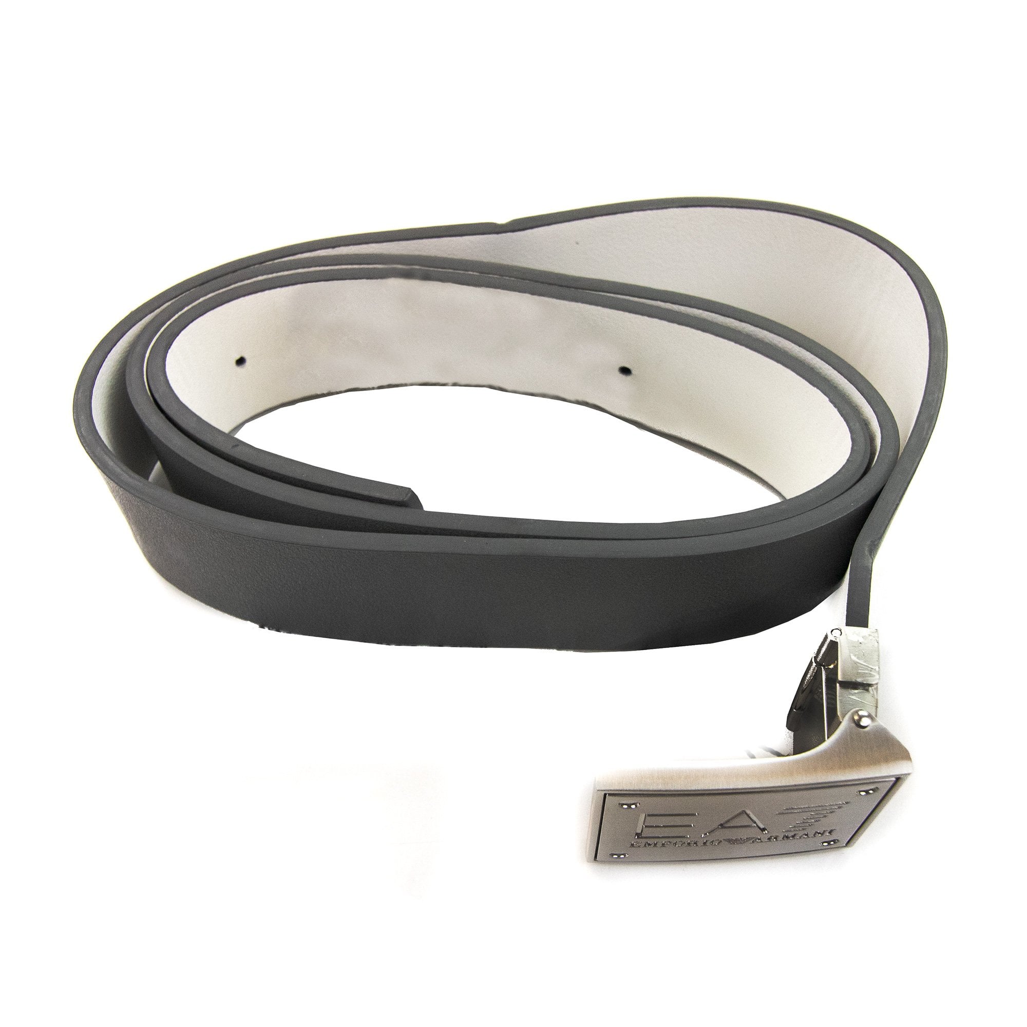 Ea7 Reversible Brushed Leather Belt Anthracite/white