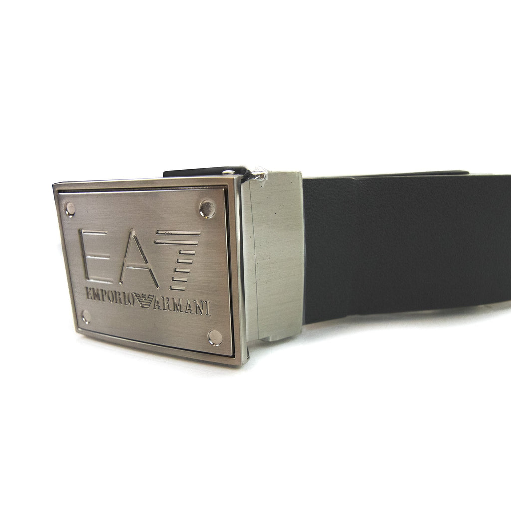 Ea7 Reversible Brushed Leather Belt Anthracite/white