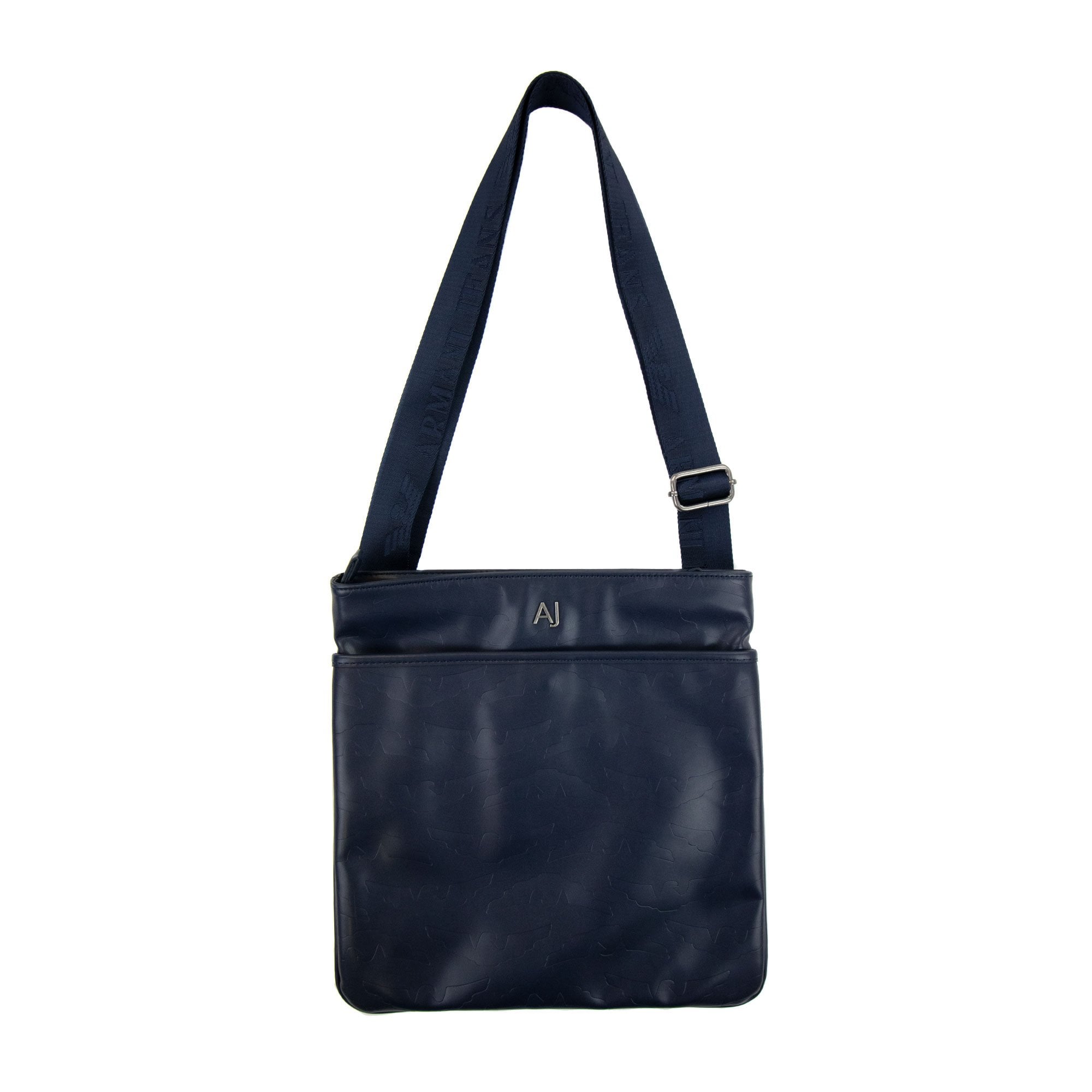 Armani Jeans Embossed Eagle Tablet Messenger Bag Blue