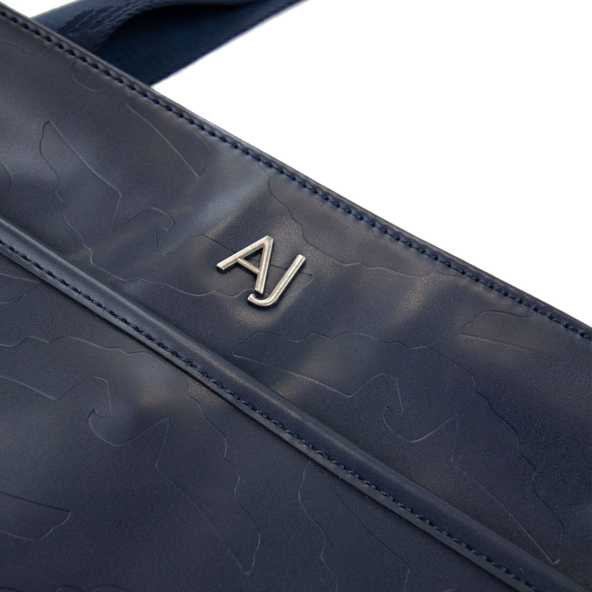 Armani Jeans Embossed Eagle Tablet Messenger Bag Blue