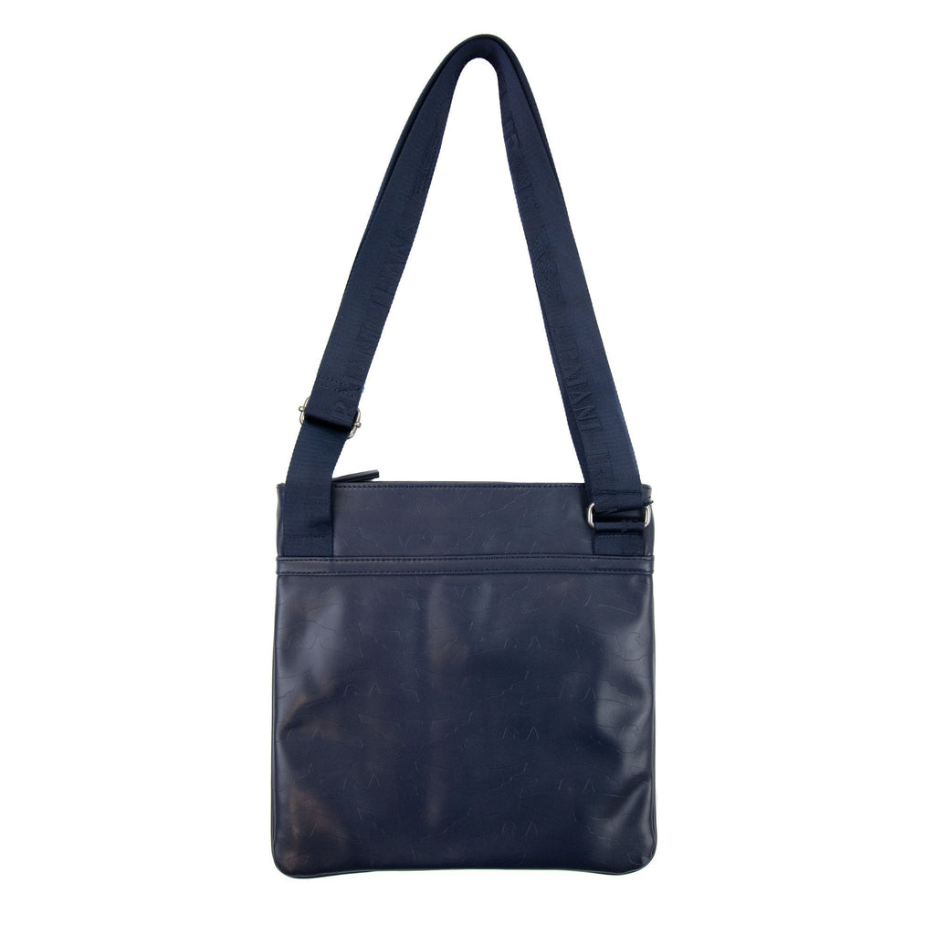 Armani Jeans Embossed Eagle Tablet Messenger Bag Blue