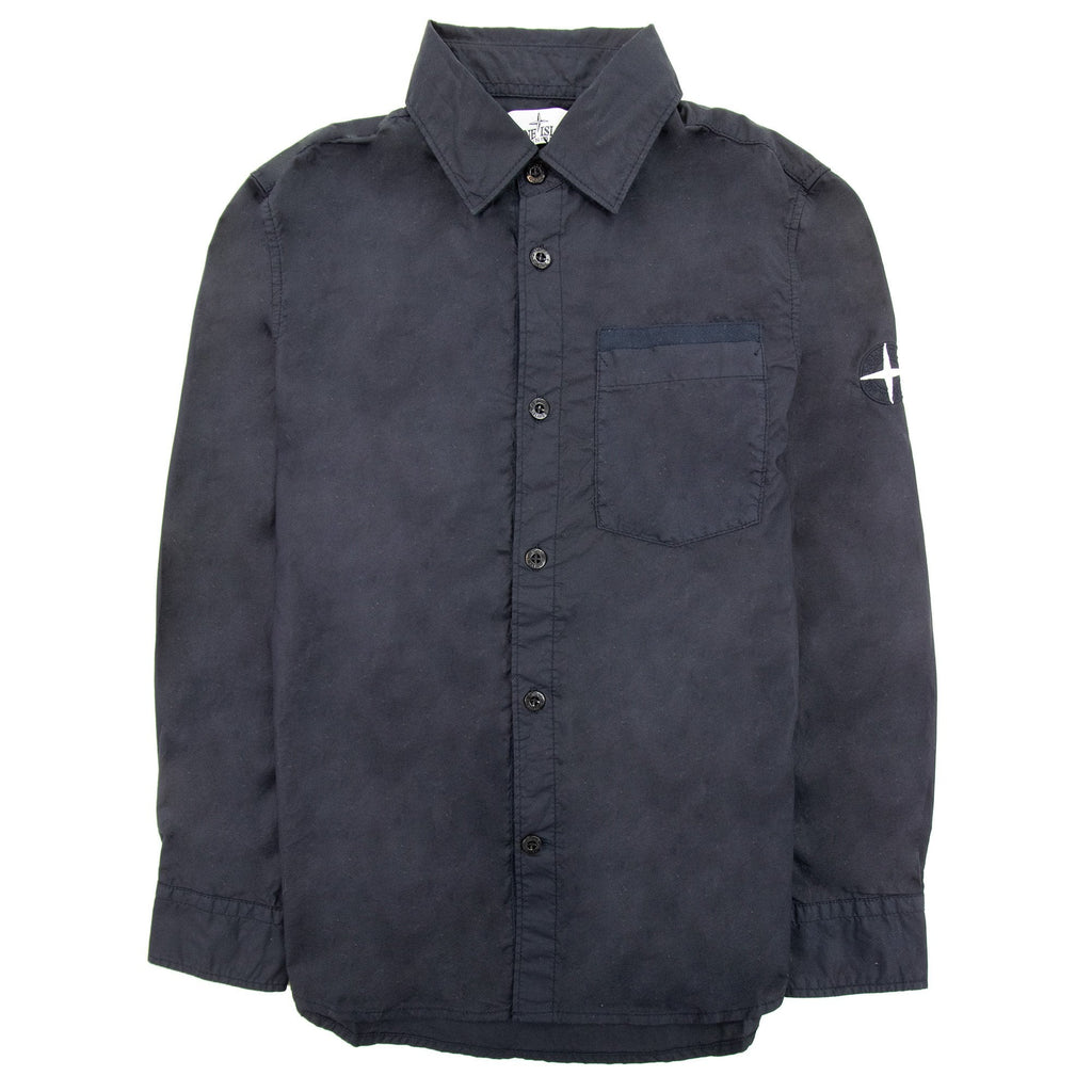 Stone Island Junior Arm Patch Classic Shirt Navy V0020