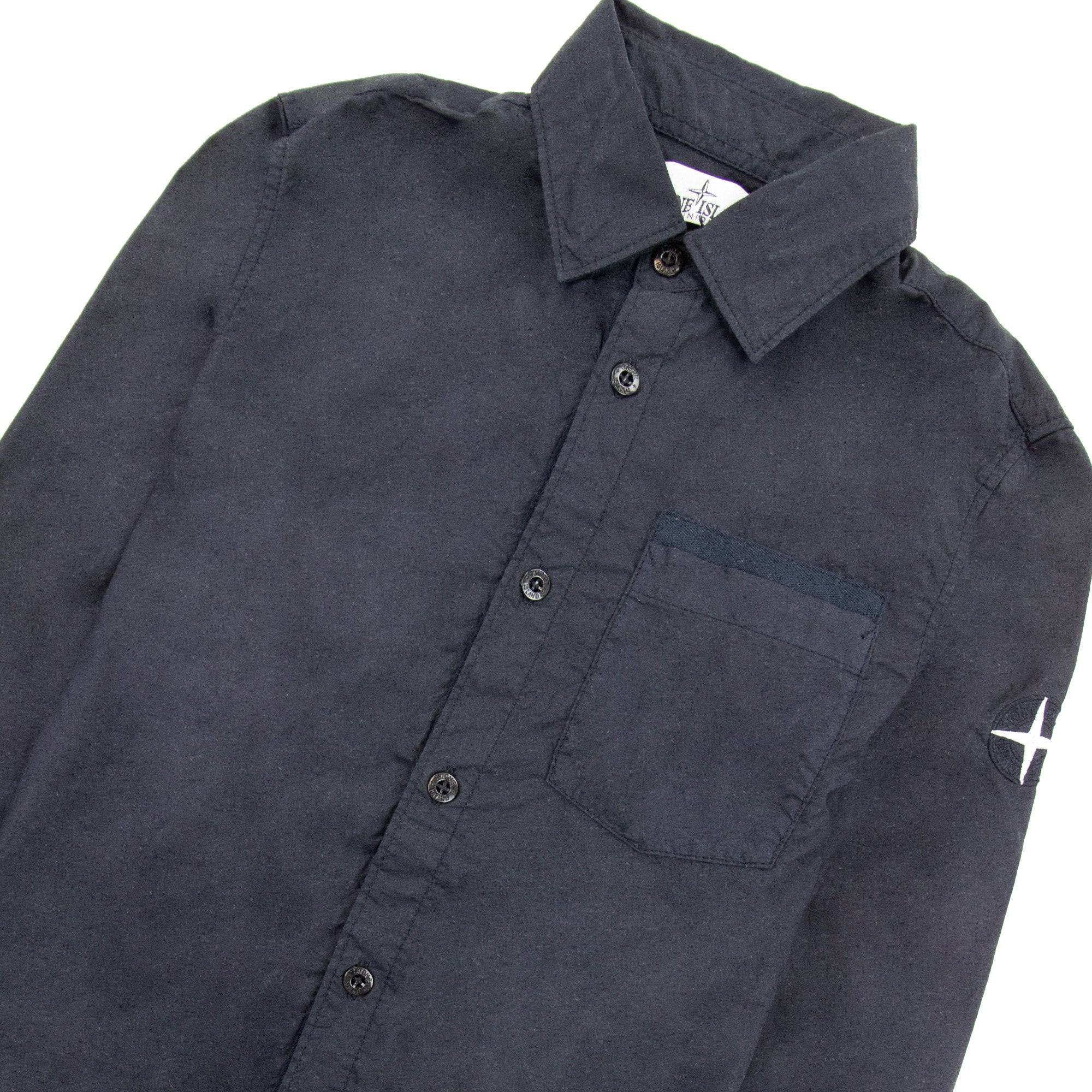 Stone Island Junior Arm Patch Classic Shirt Navy V0020