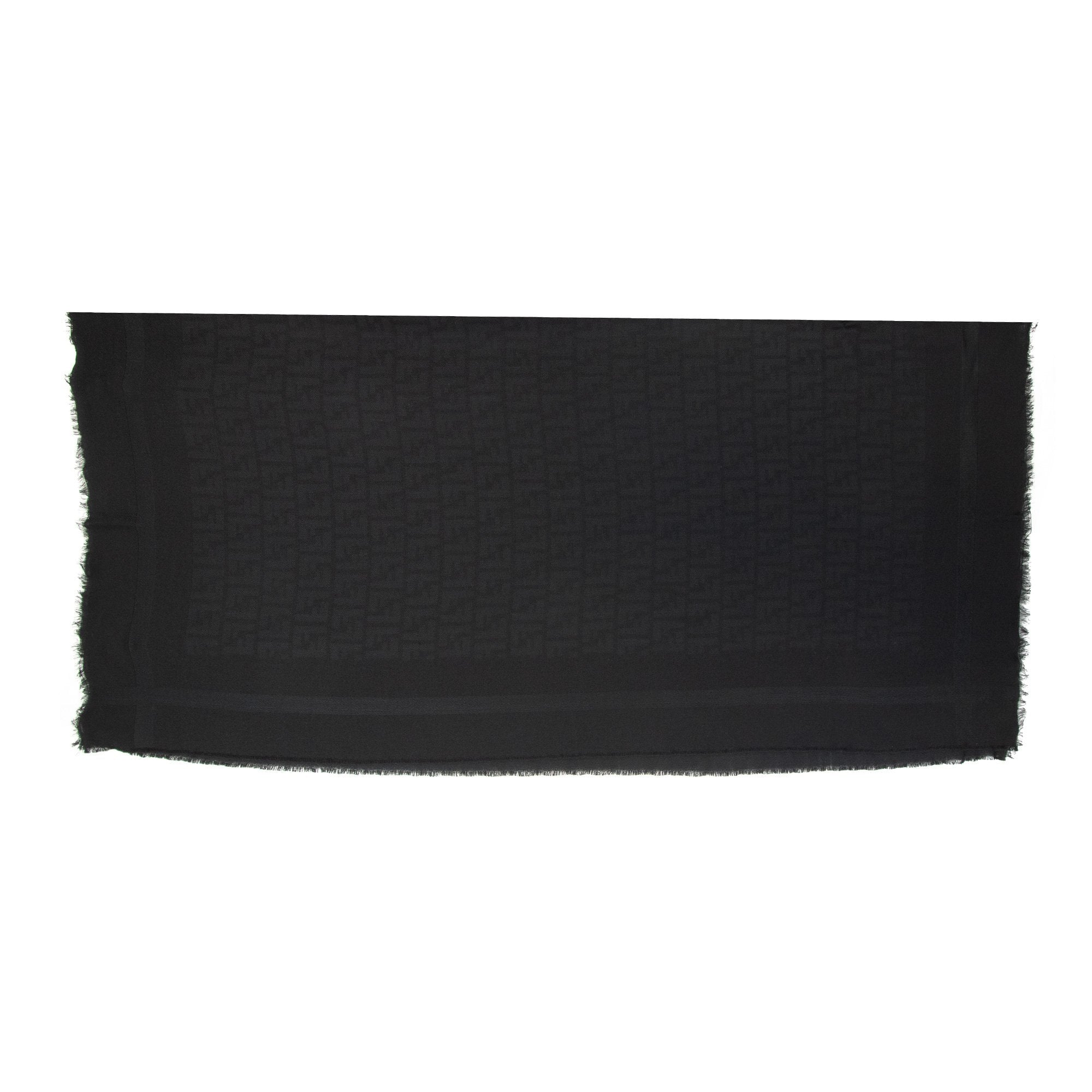 Fendi Ff Logo Frayed Lightweight Scarf Black