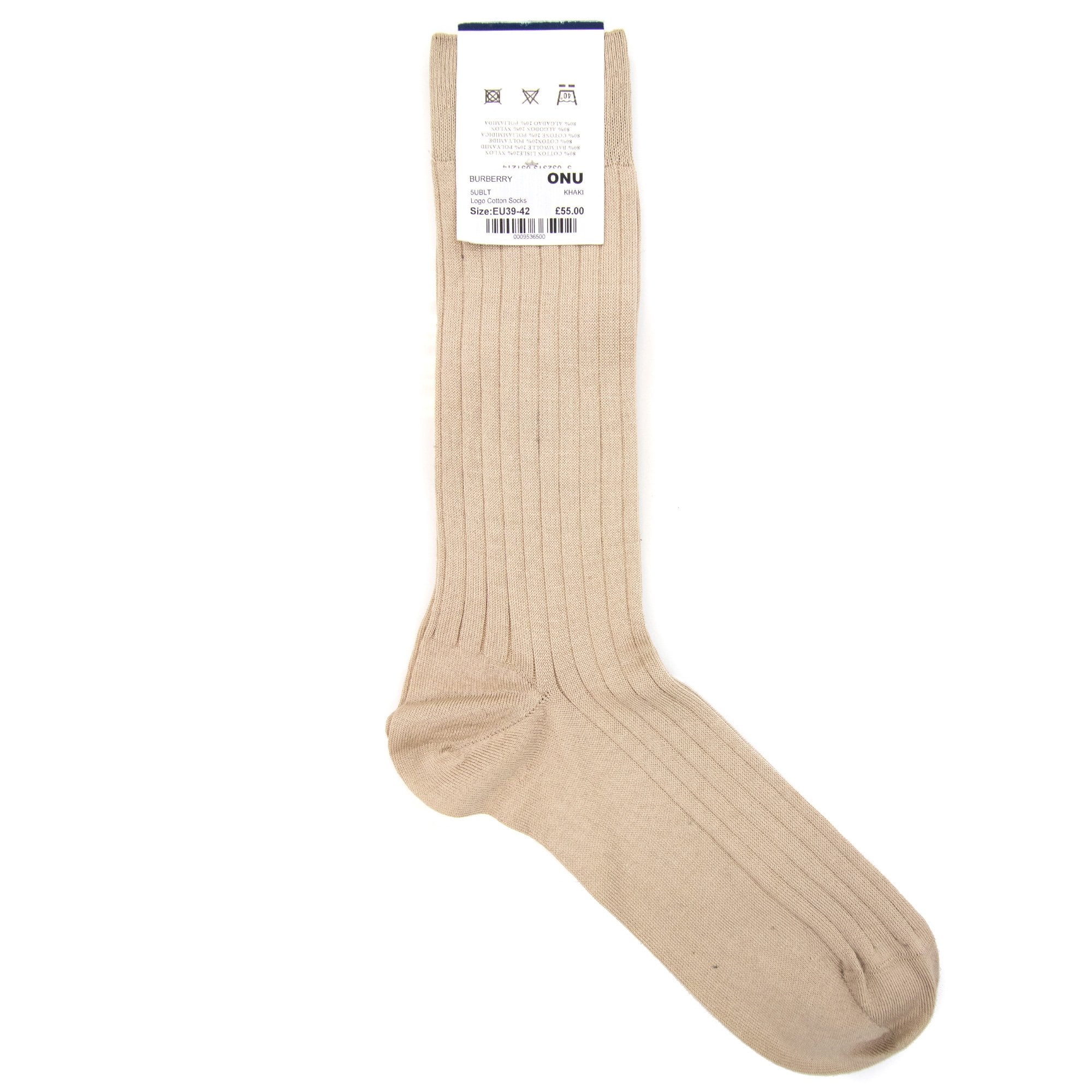 Burberry Logo Cotton Socks Khaki