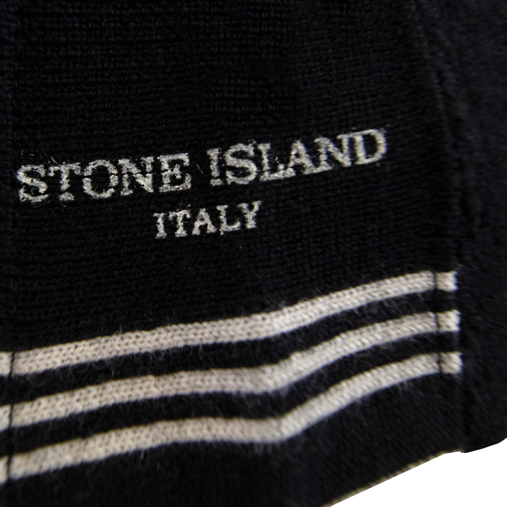 Stone Island Logo Stripe Beanie Black