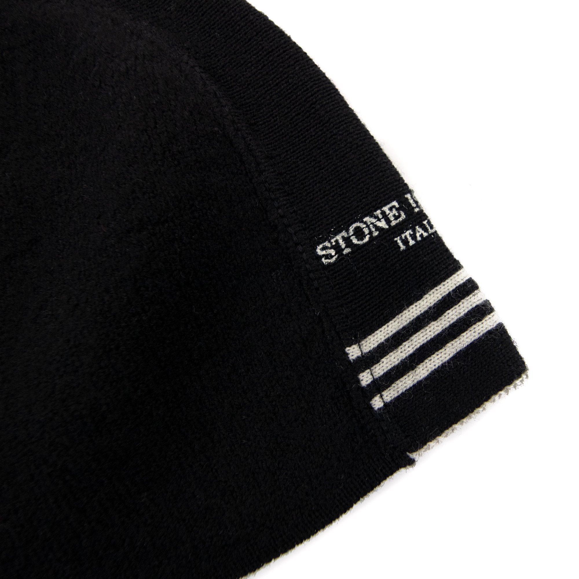 Stone Island Logo Stripe Beanie Black