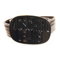 Moschino Embossed Circle Logo Leather Belt Brown
