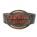 Moschino Logo Vintage Leather Belt Black