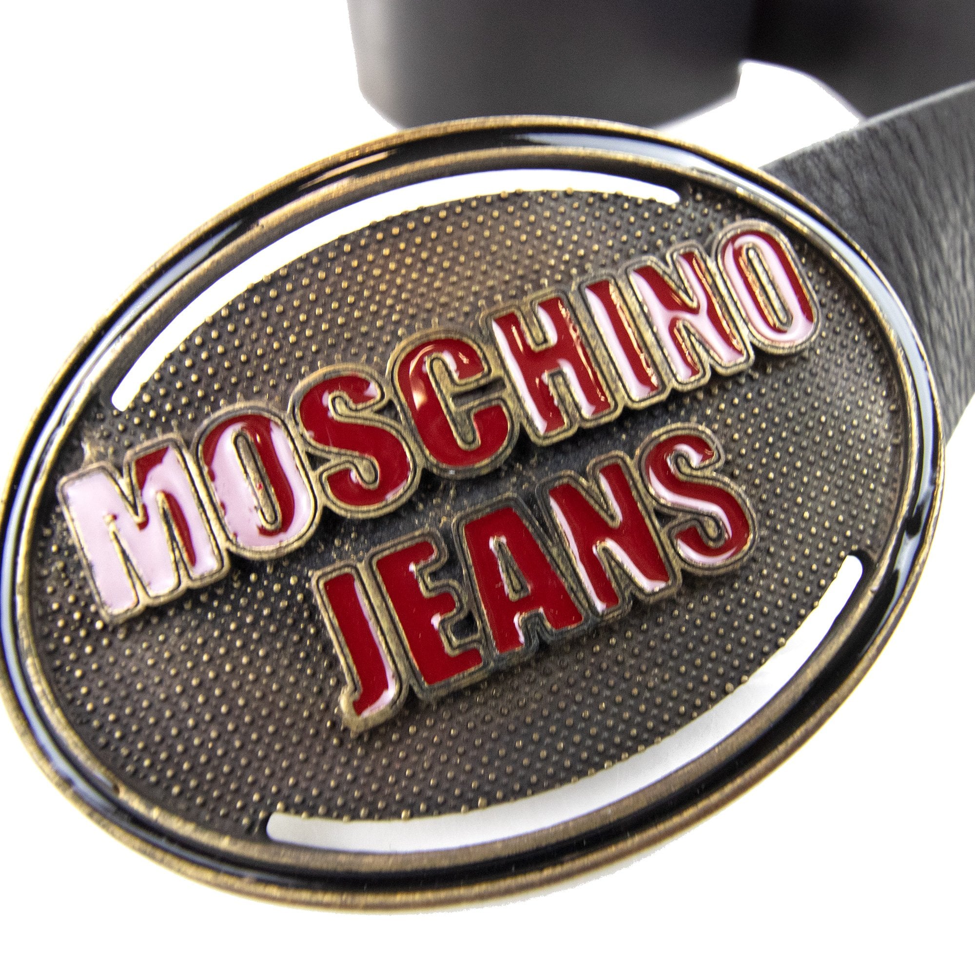 Moschino Logo Vintage Leather Belt Black