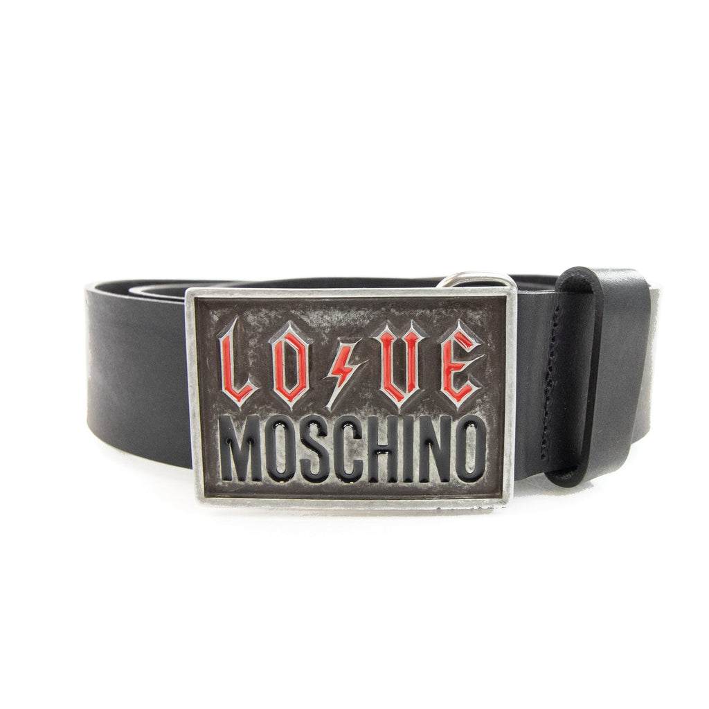 Love Moschino Love Embossed Logo Belt Black