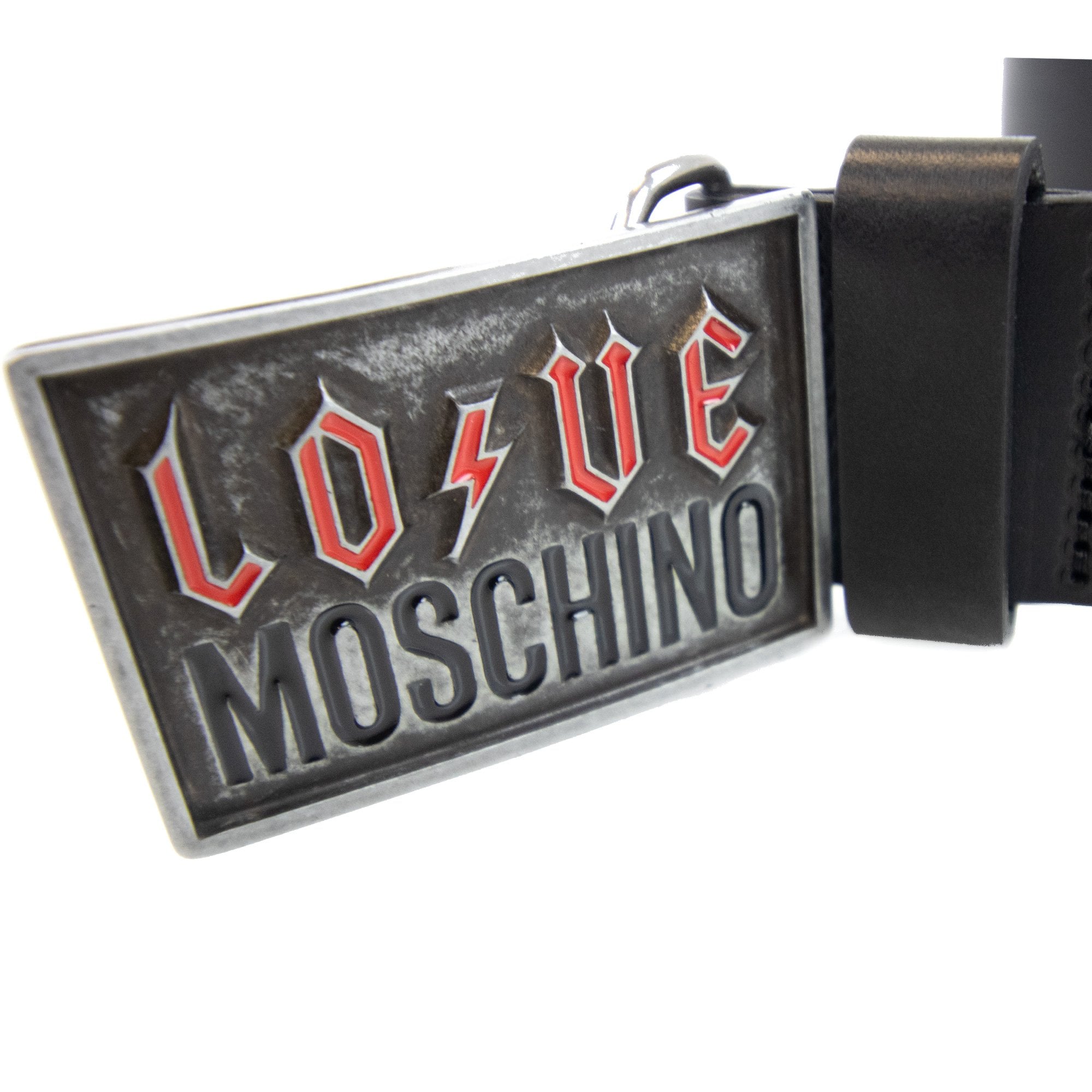 Love Moschino Love Embossed Logo Belt Black