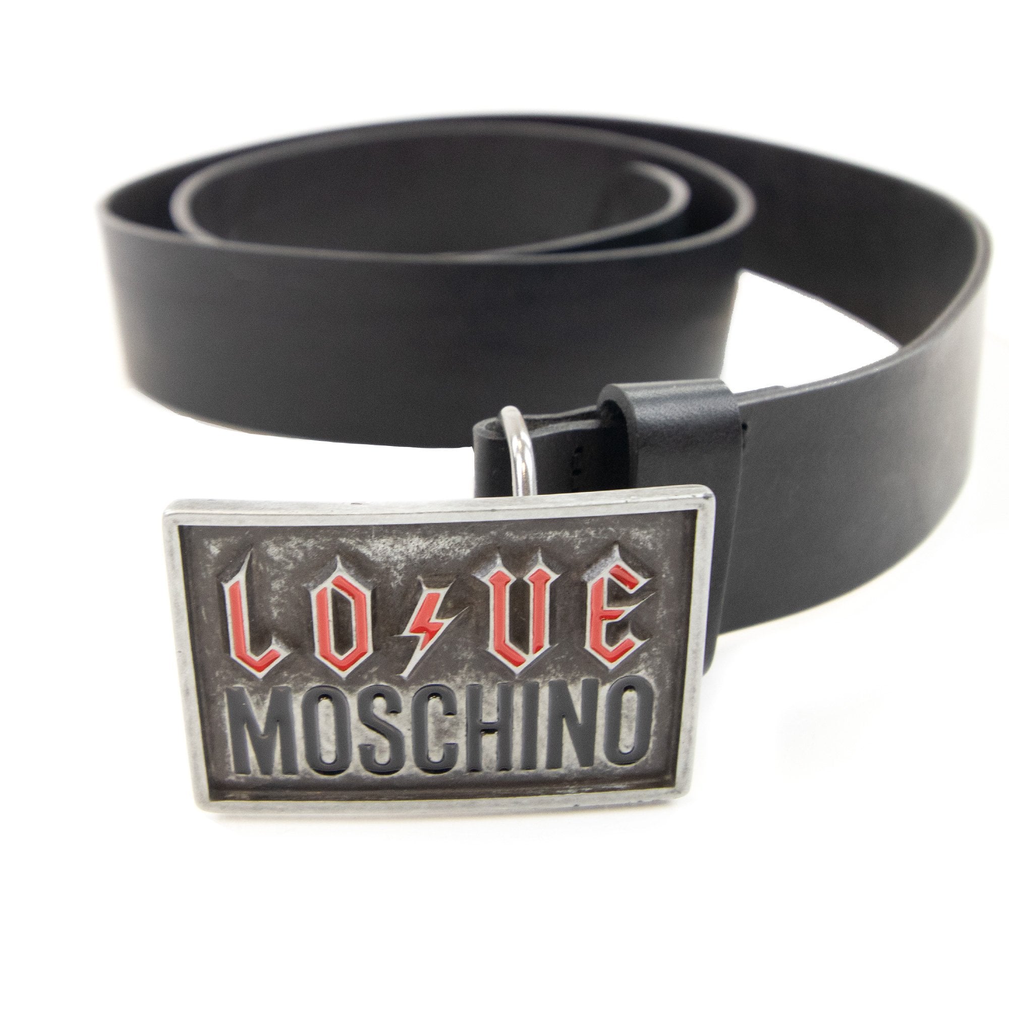 Love Moschino Love Embossed Logo Belt Black